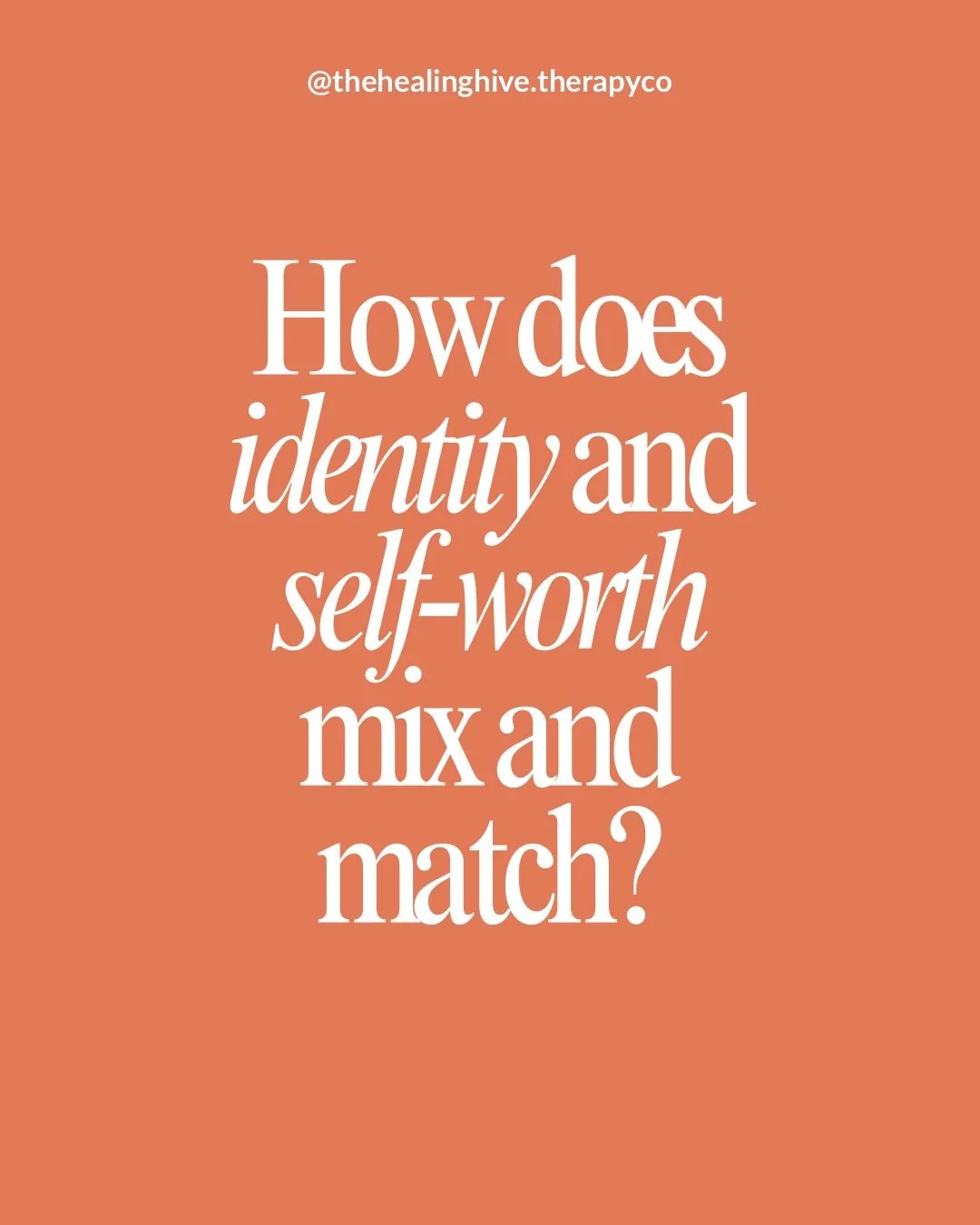 Self worth and identity are constantly tied, let&rsquo;s talk about it🩷🧡

👉🏻 FOLLOW @thehealinghive.therapyco for more relatable content + how we challenge traditional mental health therapy 🛋️✨

Looking to start therapy? Our therapists are accep