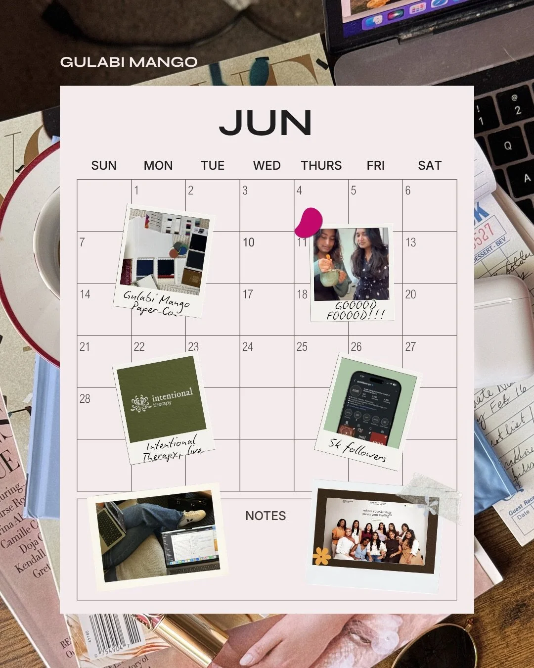 June moved quietly ✨

We launched Intentional Therapy, crossed 5K here, started creating more hands-on recipe content, and spent time getting more intentional about how Gulabi Mango works behind the scenes.

We are also deep in the paper, print, and 