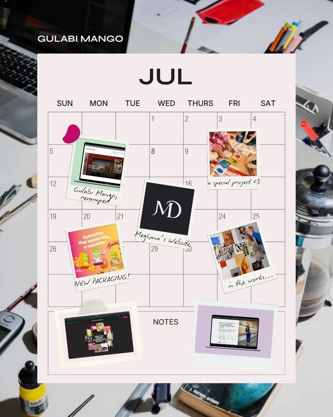 July was one of those months where no two projects looked the same.

Past clients came back, projects made their way out into the world, and we gave Gulabi Mango a little refresh of its own. At the same time, new ideas, new industries, and new creati