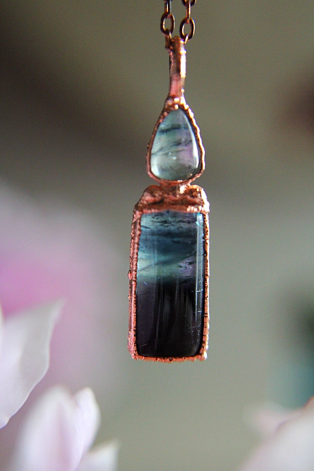 Dainty bicolor tourmaline necklace