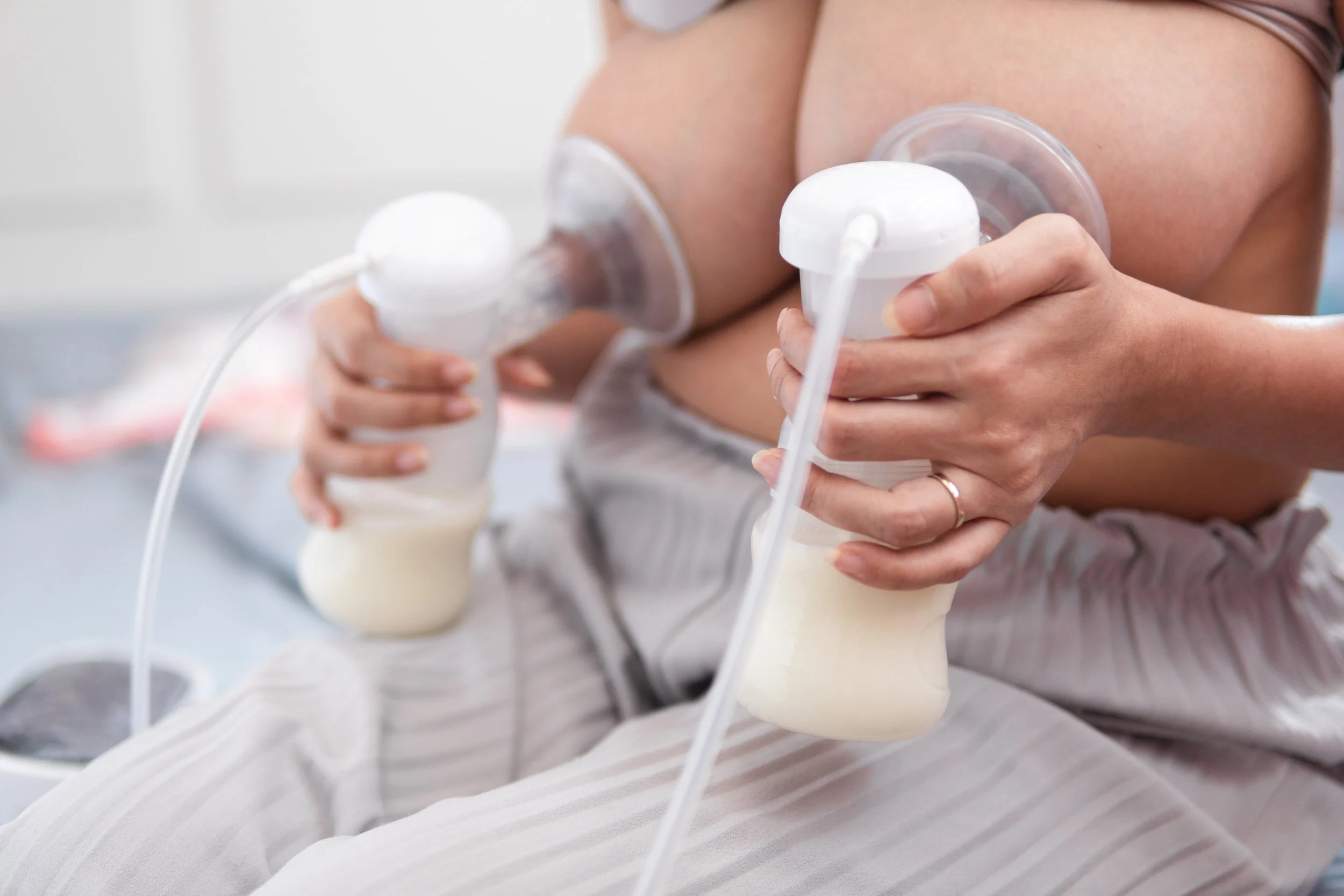 A person using a breast pump