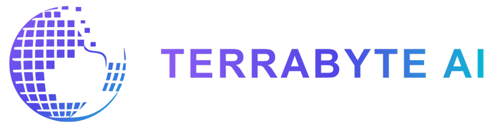 Logo: Globe with squares in it as a stylize Earth with the text Terrabyte.ai