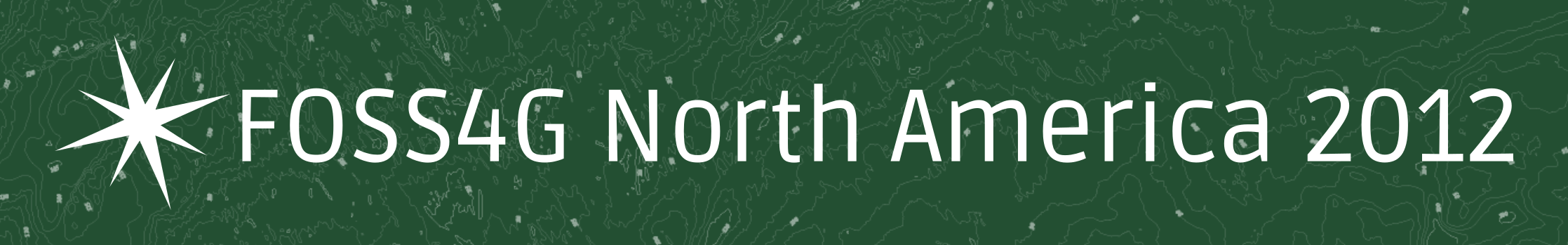 Conference banner for FOSS4G North America 2012 with a green background, a white star-like logo, and white text.