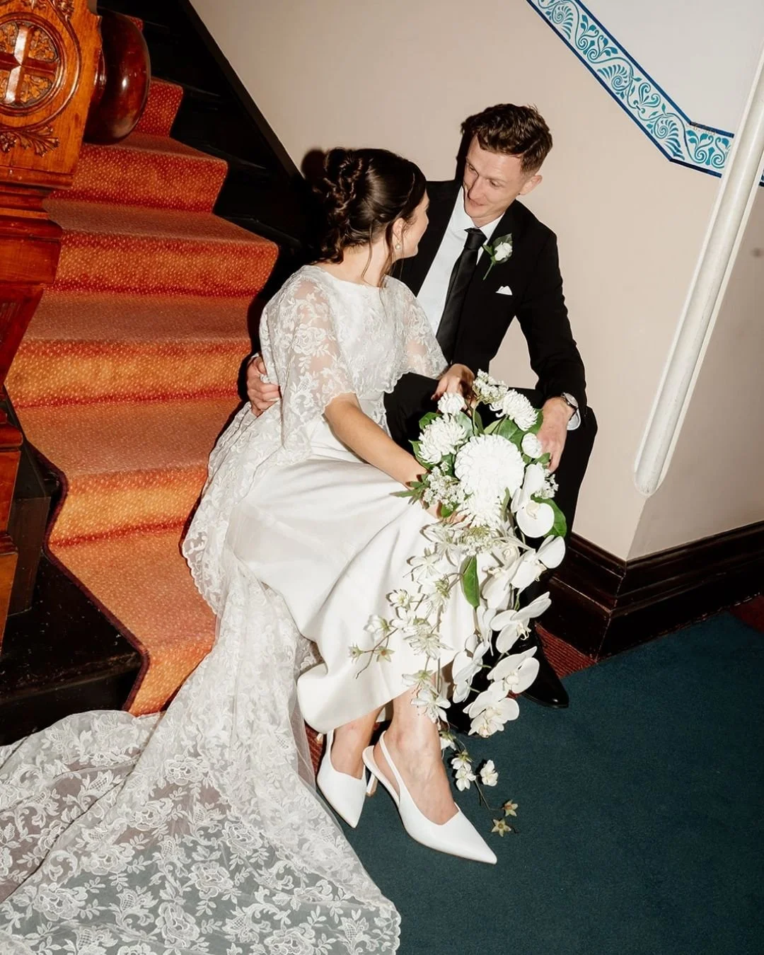 Bride wearing restored gown Kate Johnston