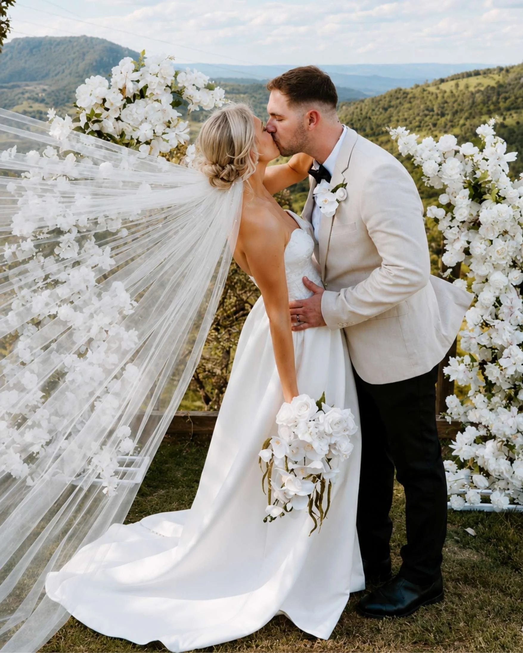 Happy bride in her beautifully fitted wedding dress following bridal alterations by Rachel’s Custom Sewing Toowoomba
