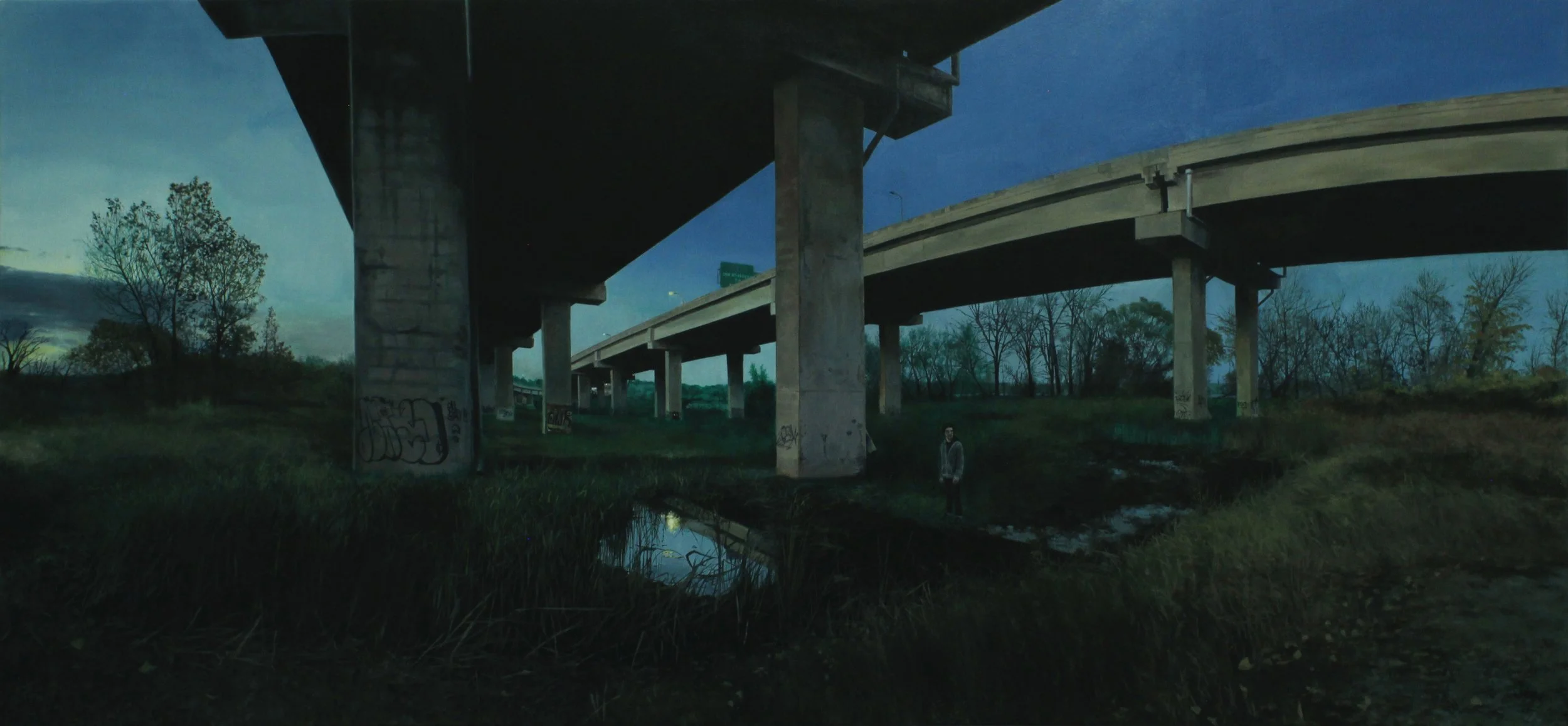 "Long Meadow Lake, Bloomington, Minnesota", Oil on Canvas, 28 x 60 inches, 2015 
