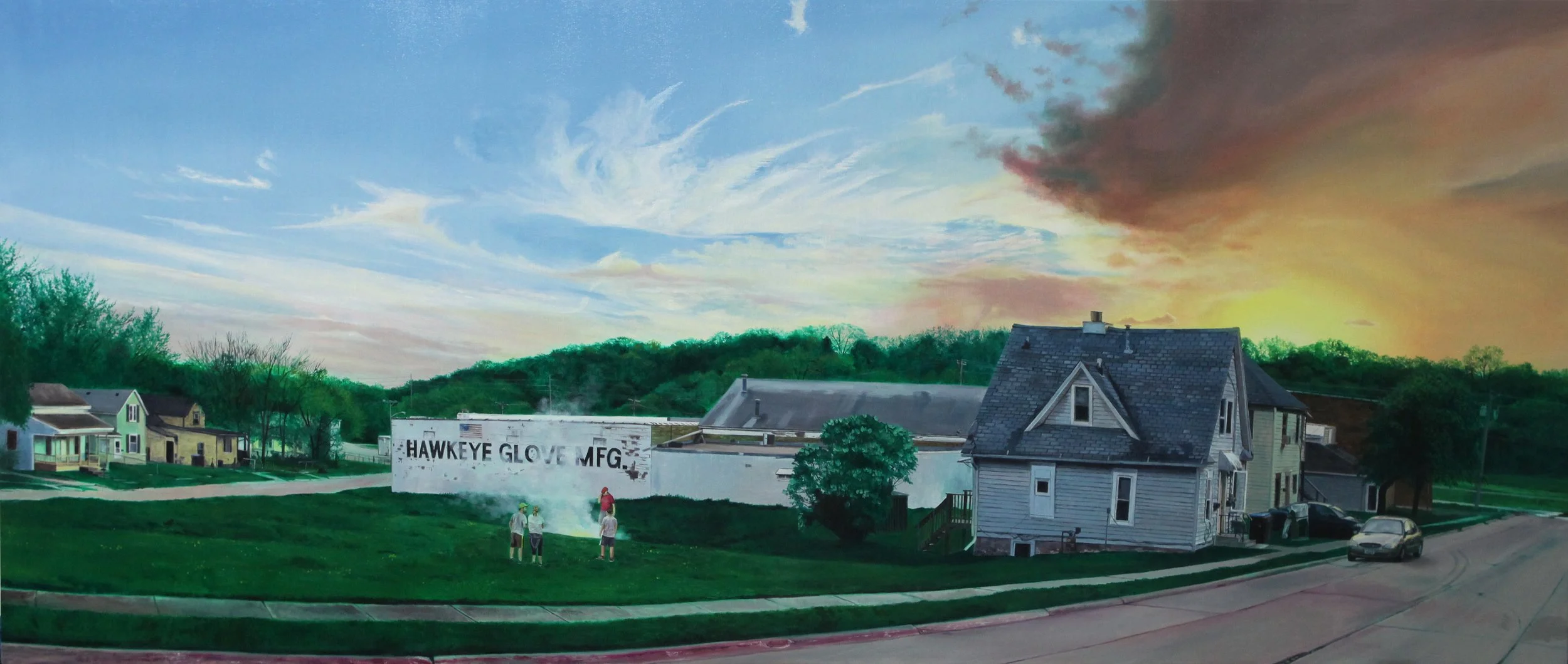 "Fort Dodge, Iowa", Oil on Canvas, 28 x 66 inches, 2014