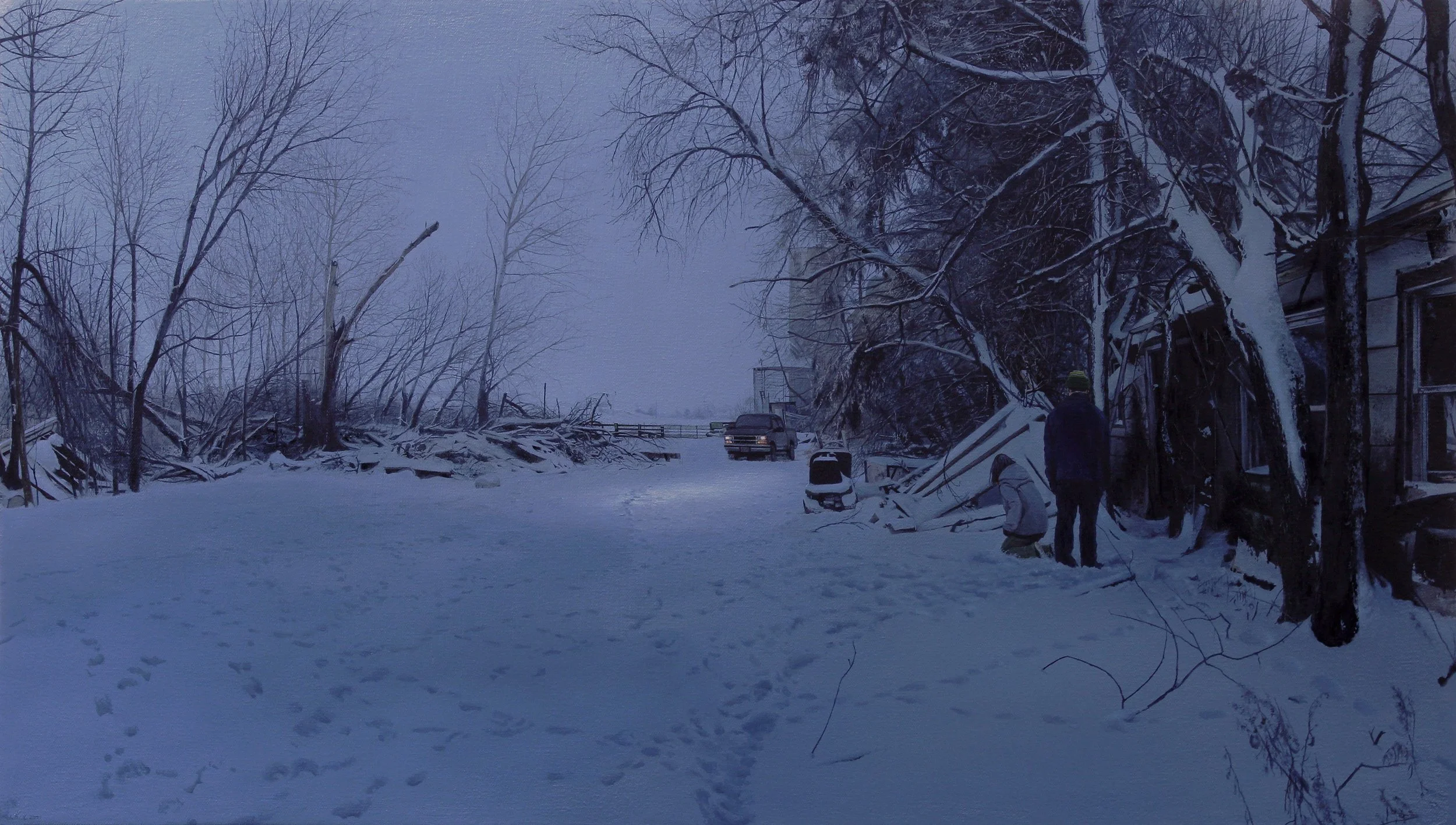 "Near Red Cedar River, Wisconsin", Oil on Canvas, 16 x 28 inches, 2021