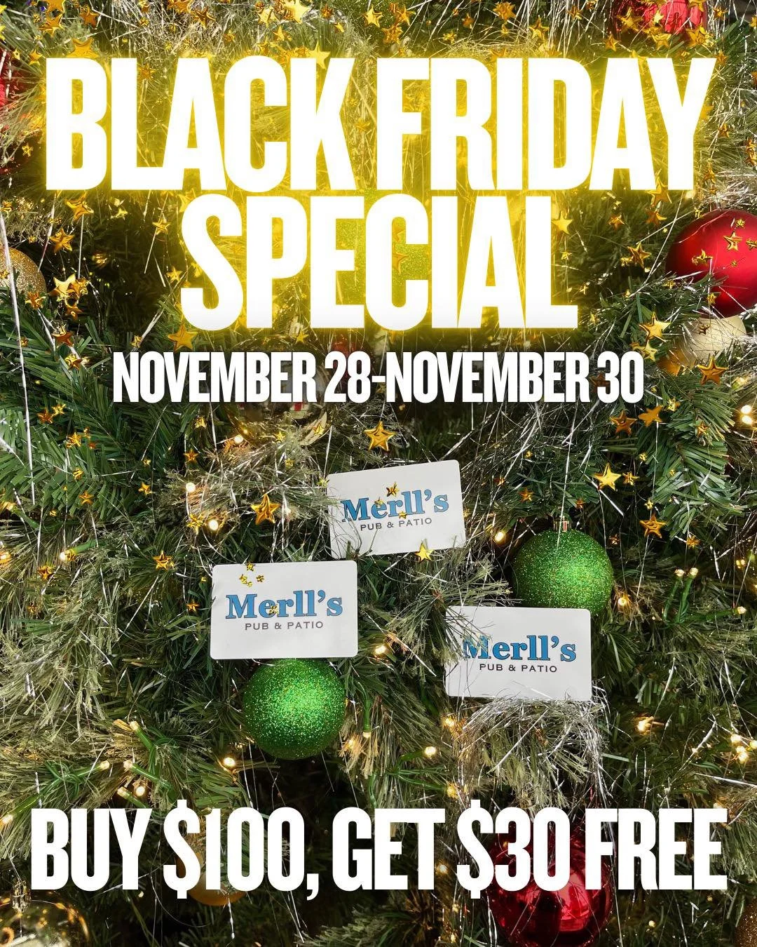 ✨The gift that keeps on giving✨
Starting today, we&rsquo;ve got the best gift card deal that we&rsquo;ve EVER had, and it&rsquo;s lasting longer than you think!💰
Come on in to Merll&rsquo;s through Sunday and purchase a $100 gift card to receive a $