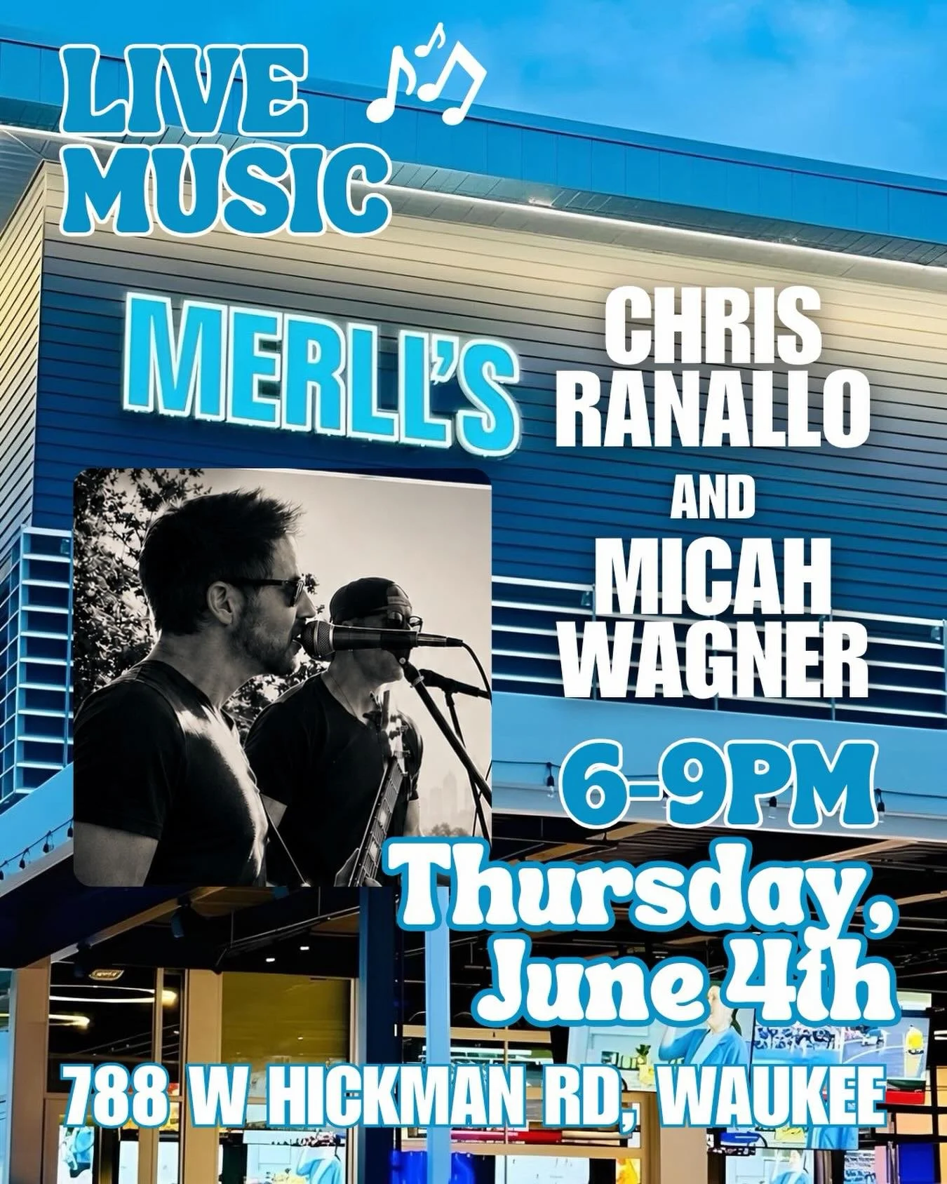 Don&rsquo;t you worry, we&rsquo;ve got live music TWO NIGHTS this week at Merll&rsquo;s, you don&rsquo;t want to miss it!🤩☀️
Join us tomorrow night at 6pm for tunes from Chris Ranallo and Micah Wagner!🎶🎤

#merlls #merllspubpatio #livemusic #patiol