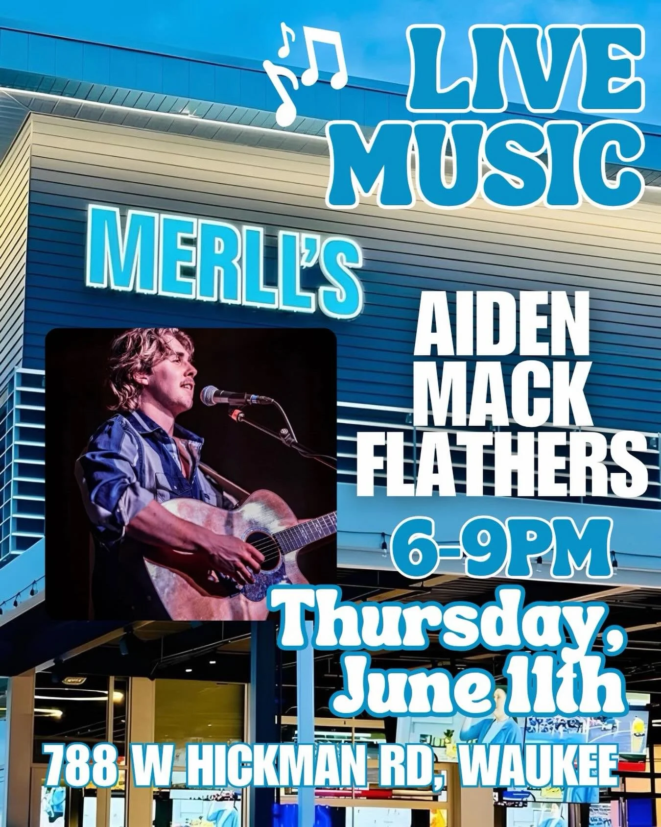 Thursdays are done best out on the Merll&rsquo;s patio!☀️
Join us for Aiden Flathers this Thursday at 6pm🎶🎸

#merlls #merllspubpatio #livemusic #patioseason #waukeeiowa
