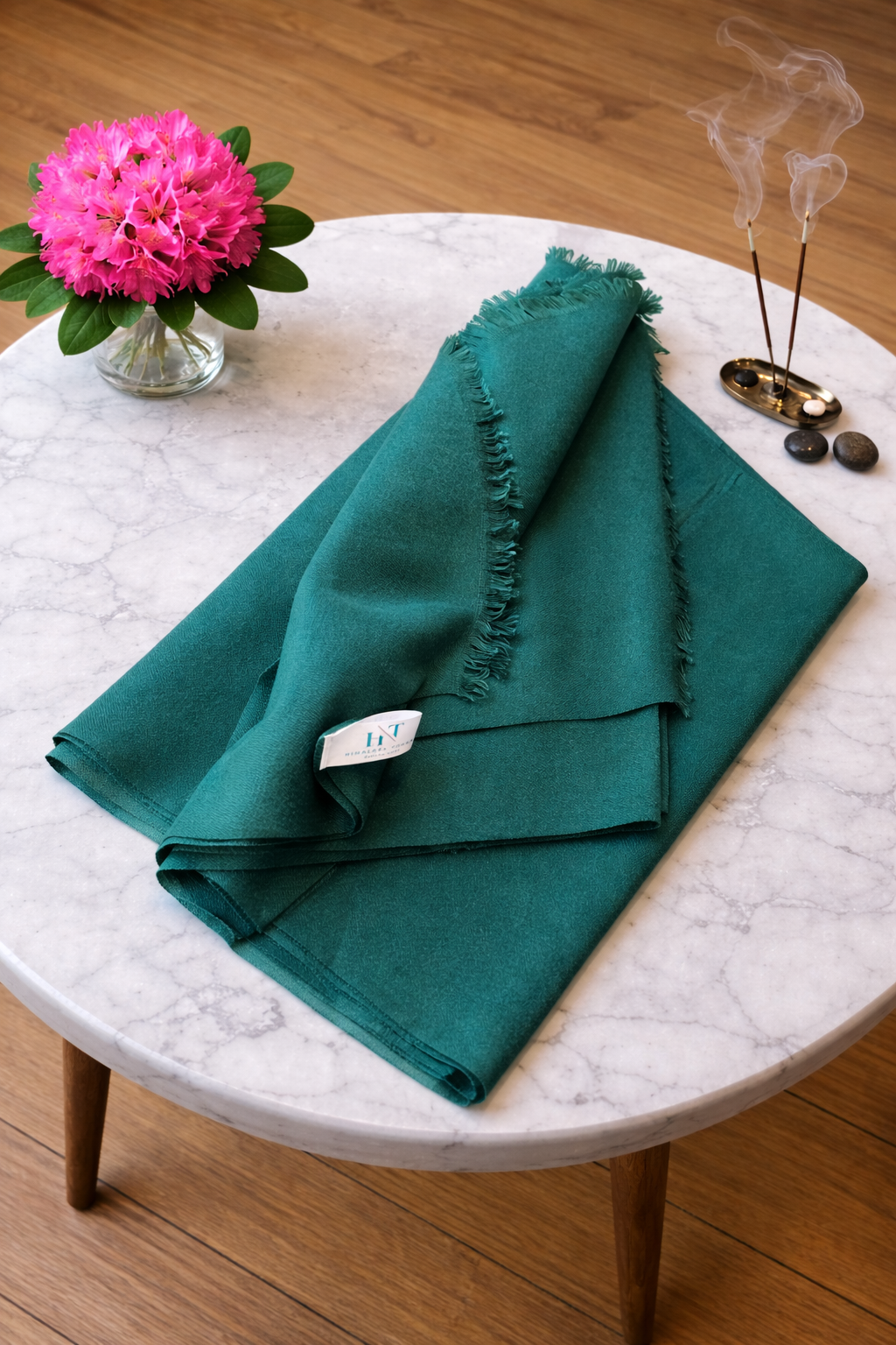 Forest Green Cashmere and Wool Scarf