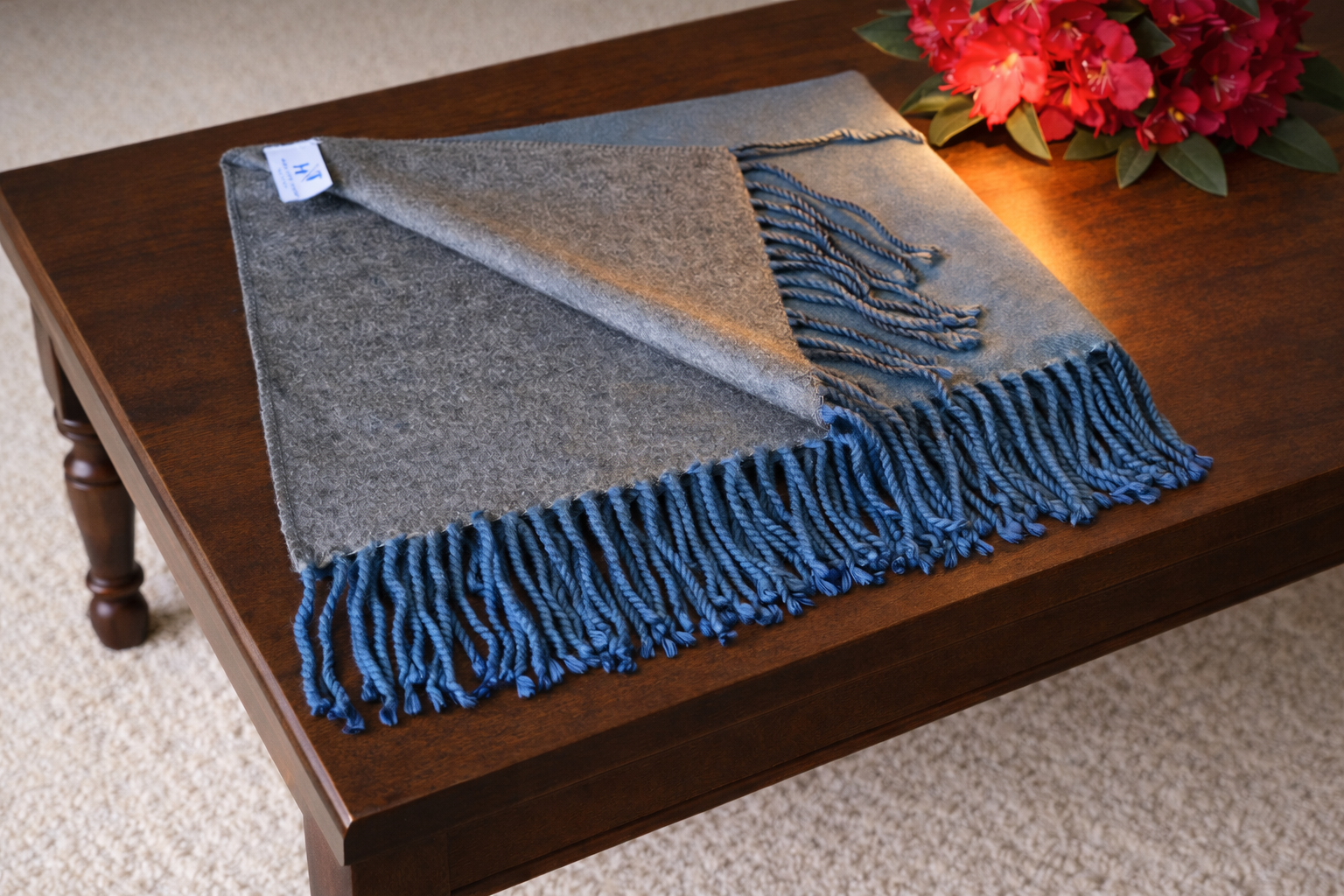 Blue and Grey Reversible Shawl
