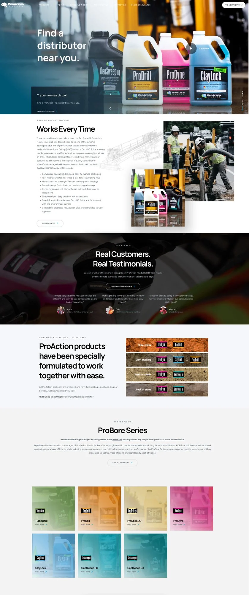 Website design by Path Creative for ProAction Fluids
