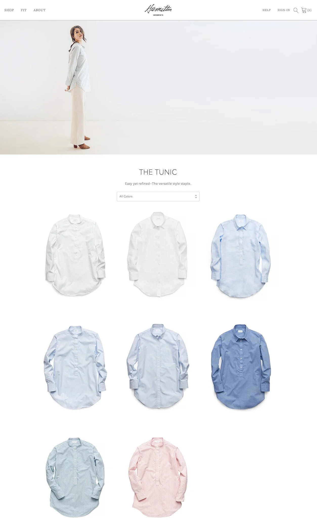 French Fox Design: Hamilton Shirts Womens Desktop Website, Shirt Overview Page