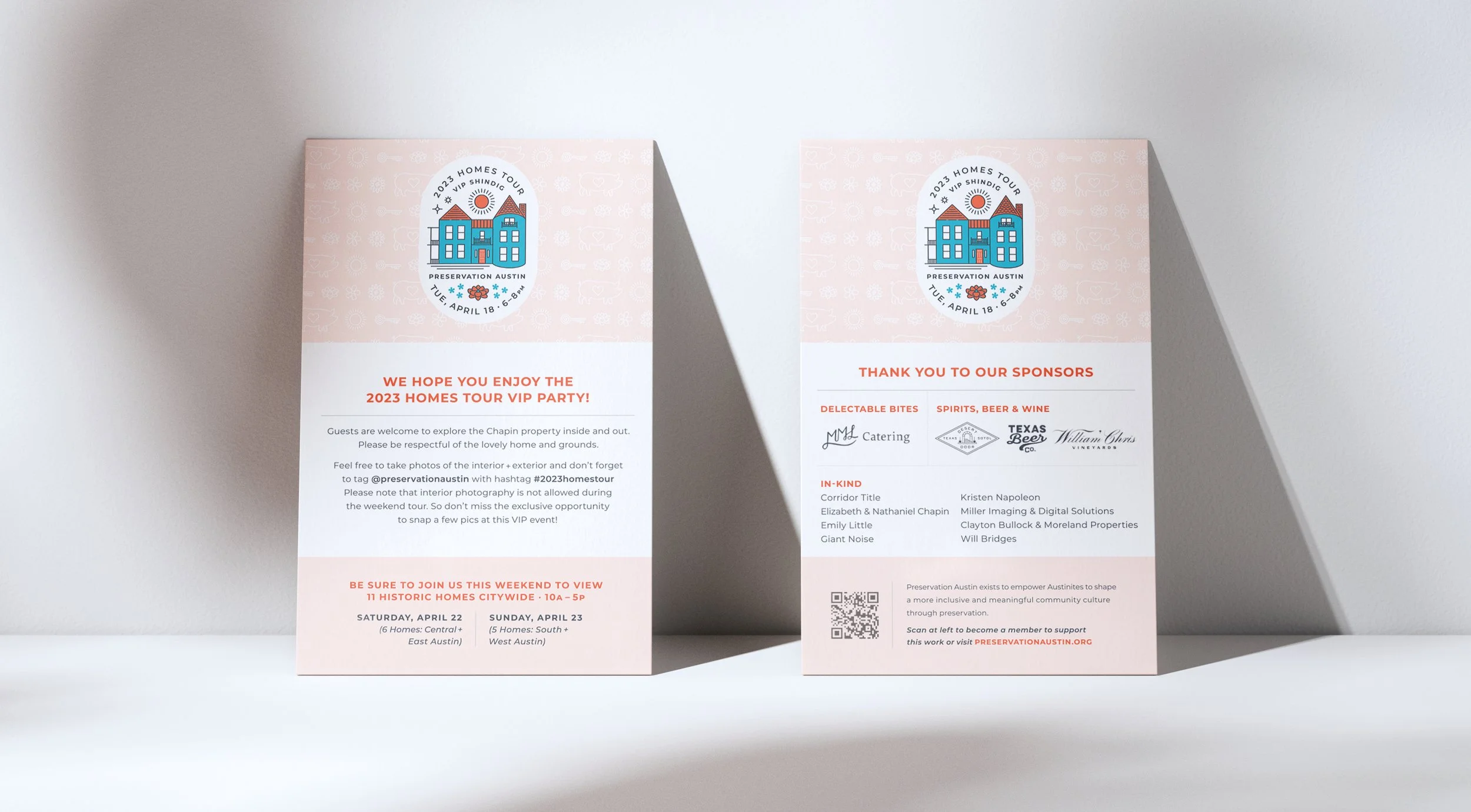 French Fox Design: Preservation Austin 2023 Homes Tour VIP Party, Information Cards