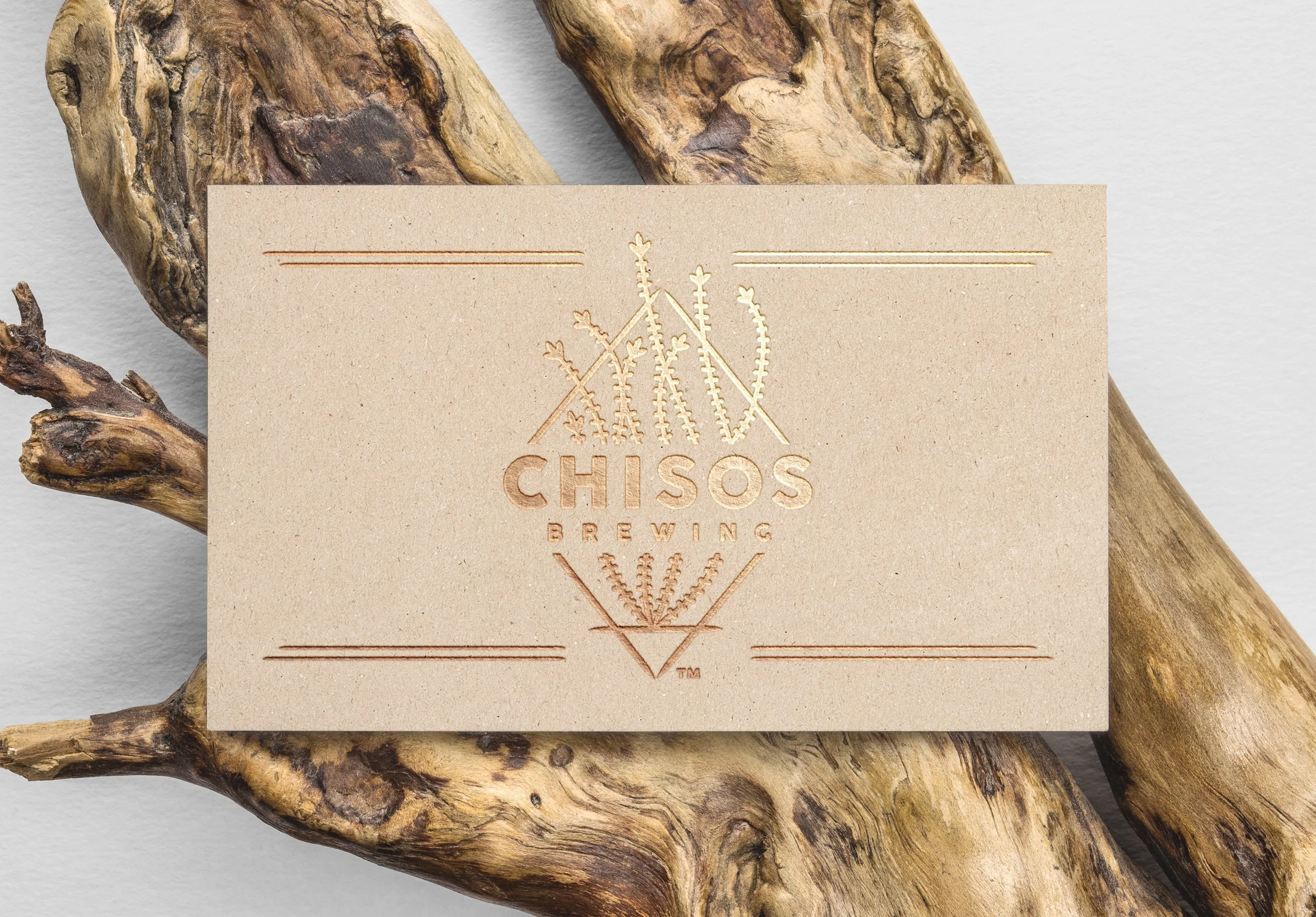 French Fox Design: Chisos Brewing, Business Card with Metallic Gold Foil Stamp
