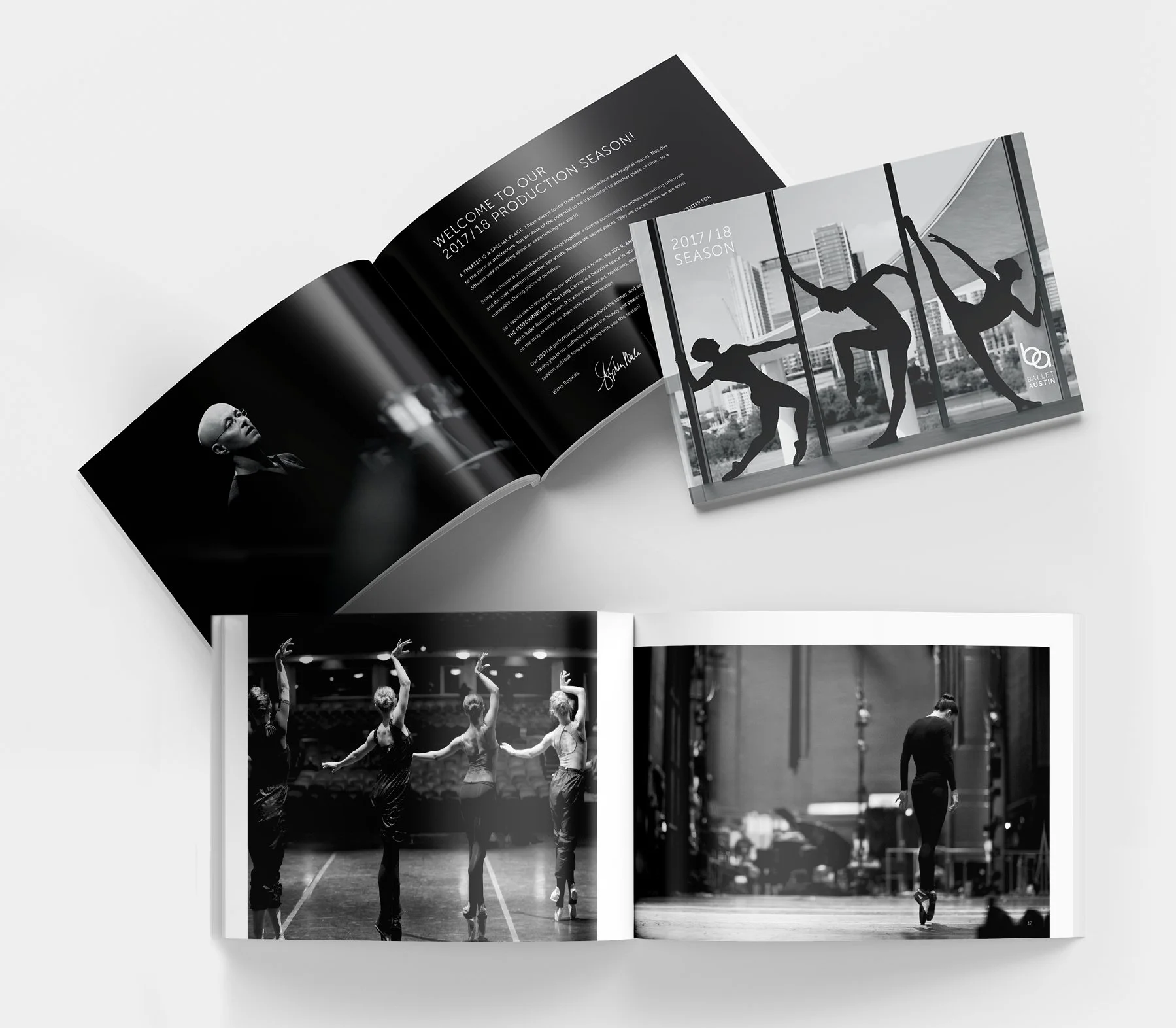 French Fox Design: Ballet Austin, 2017/18 Season Preview Brochure with Black & White Ballerina Photos