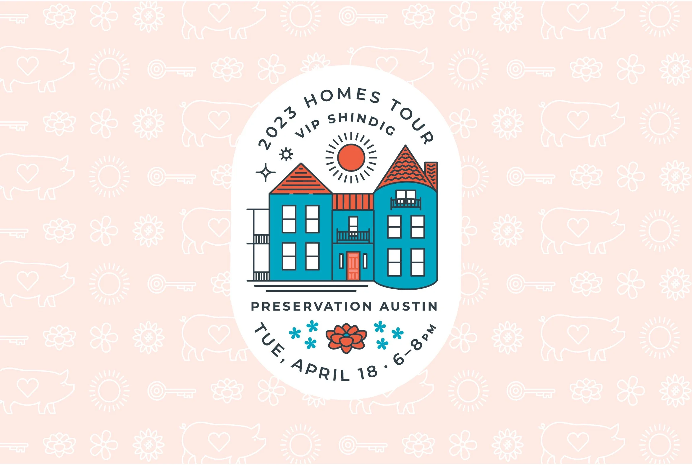 French Fox Design: Preservation Austin 2023 Homes Tour VIP Party, Identity Logo