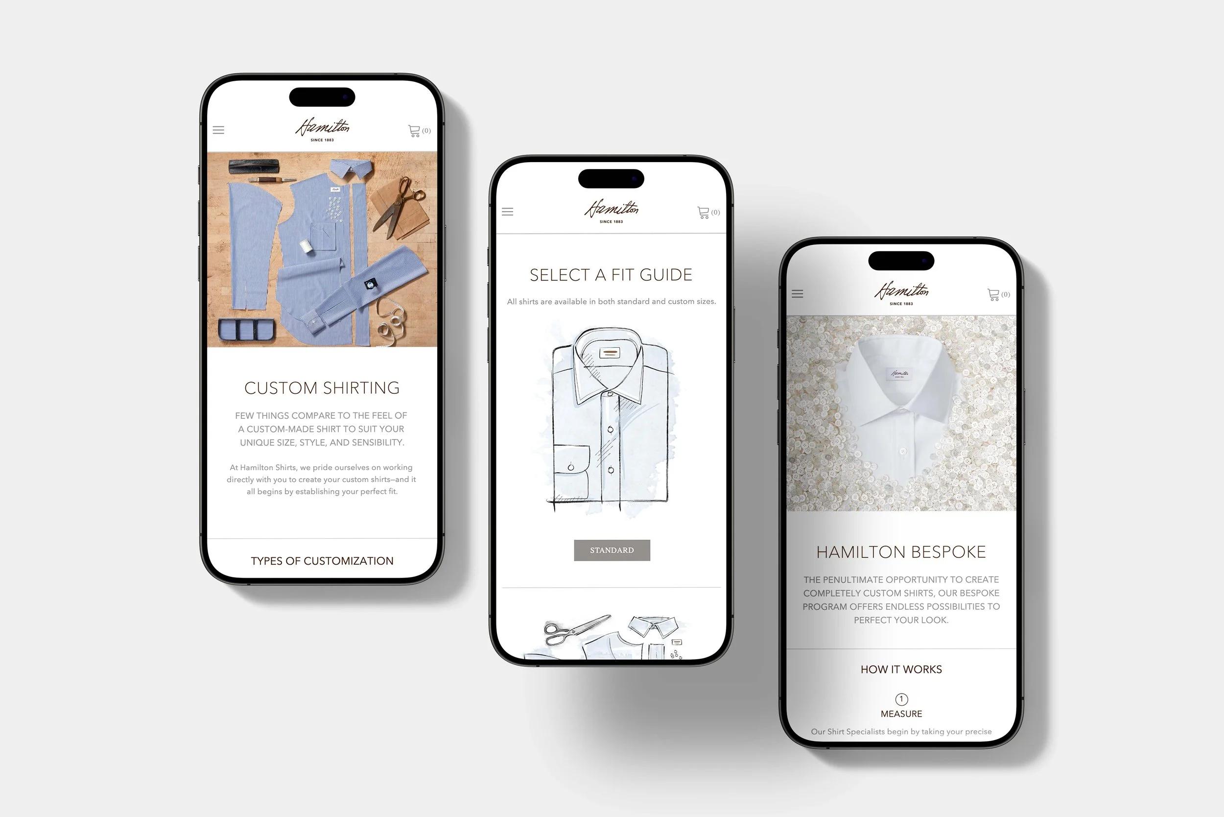 French Fox Design: Hamilton Shirts Mobile Responsive Website