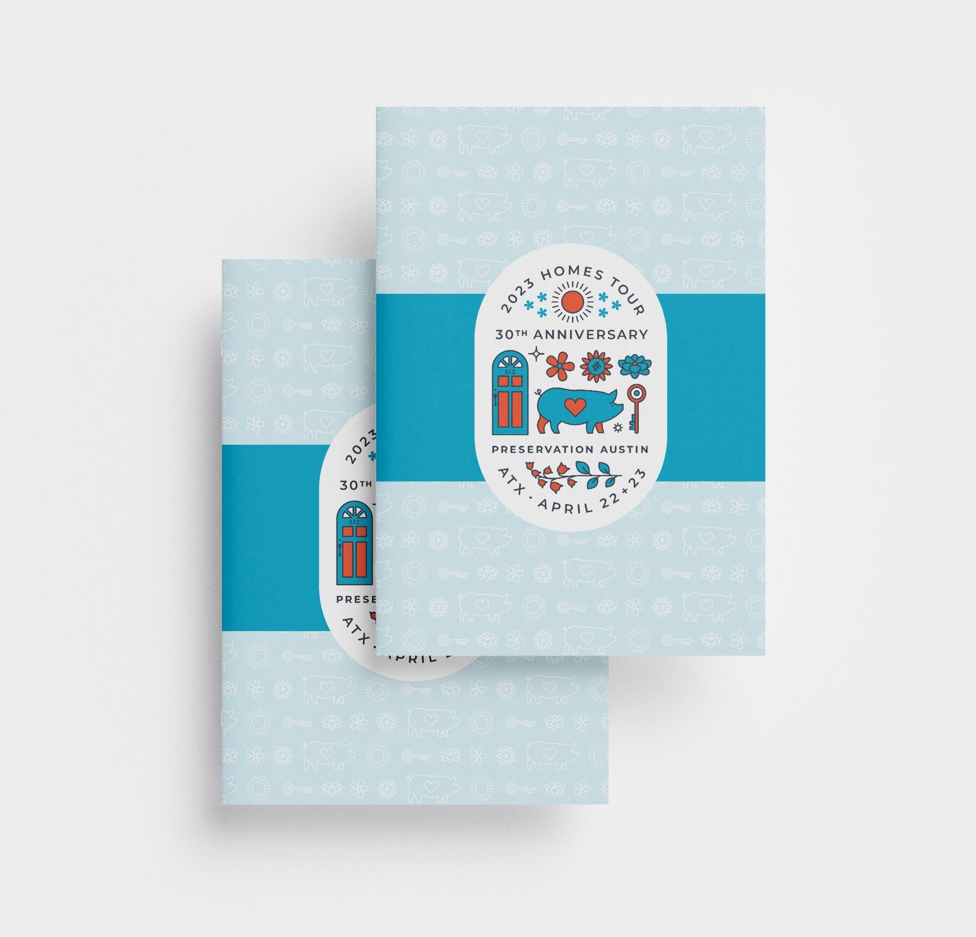 French Fox Design: Preservation Austin 2023 Homes Tour, Program Covers Featuring Identity Logo