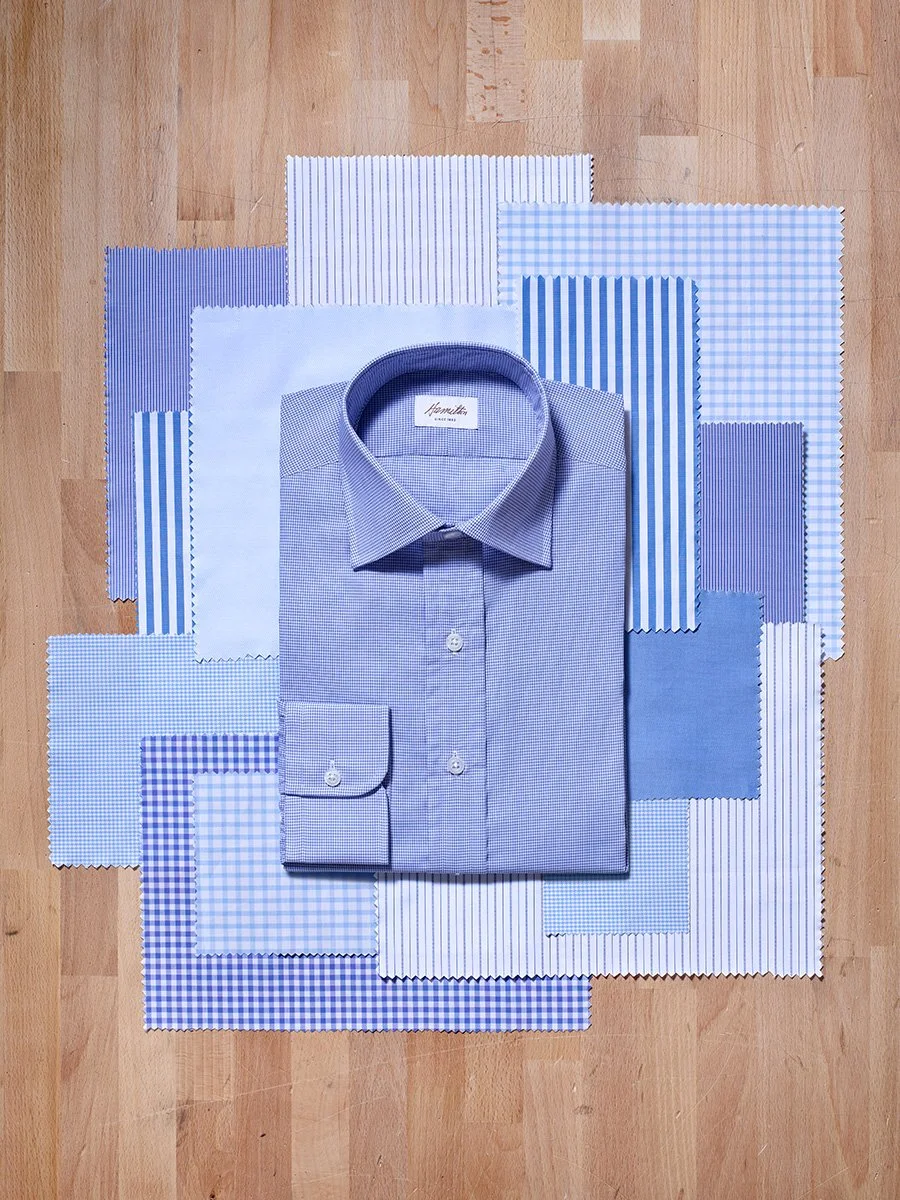 French Fox Design: Hamilton Shirts Photography Art Direction, Dress Shirt on Fabric Swatches