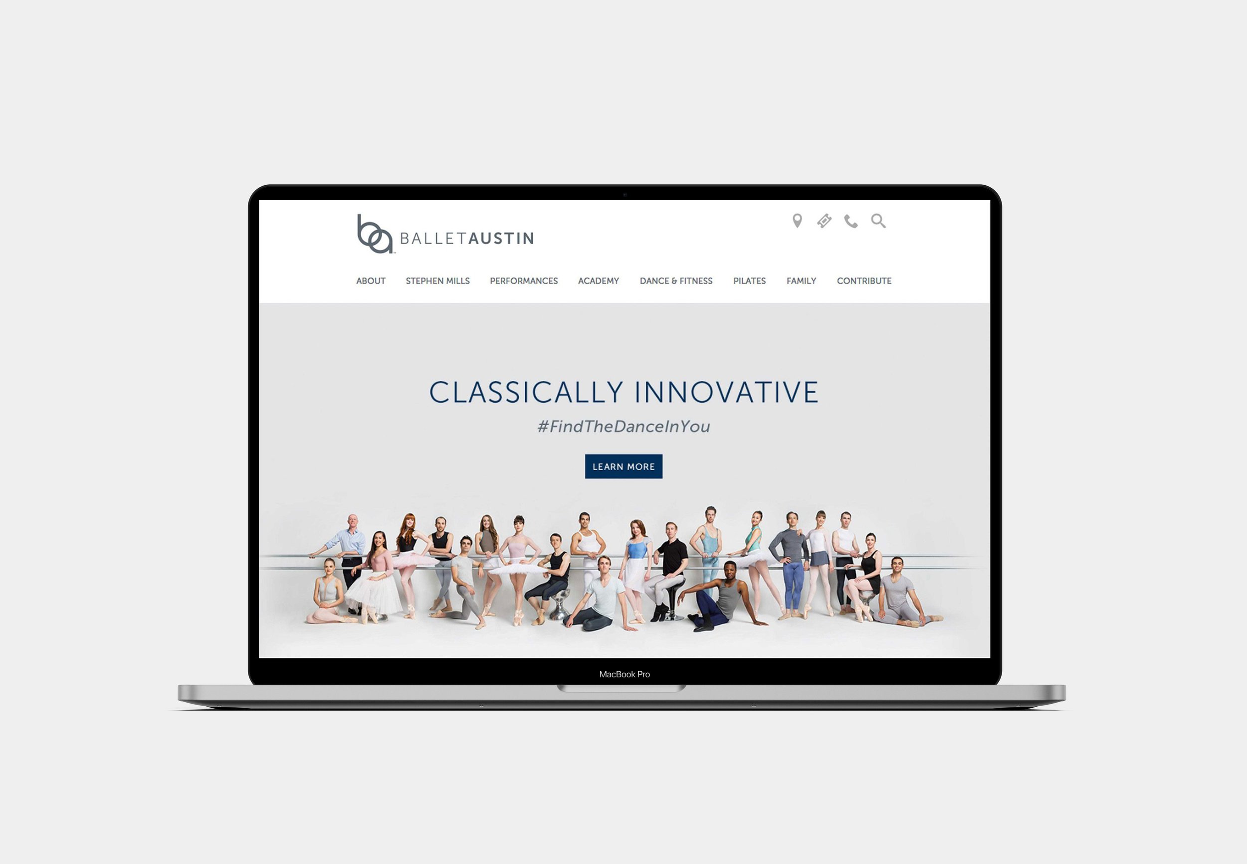French Fox Design: Ballet Austin Website Homepage Featuring the Company Photo