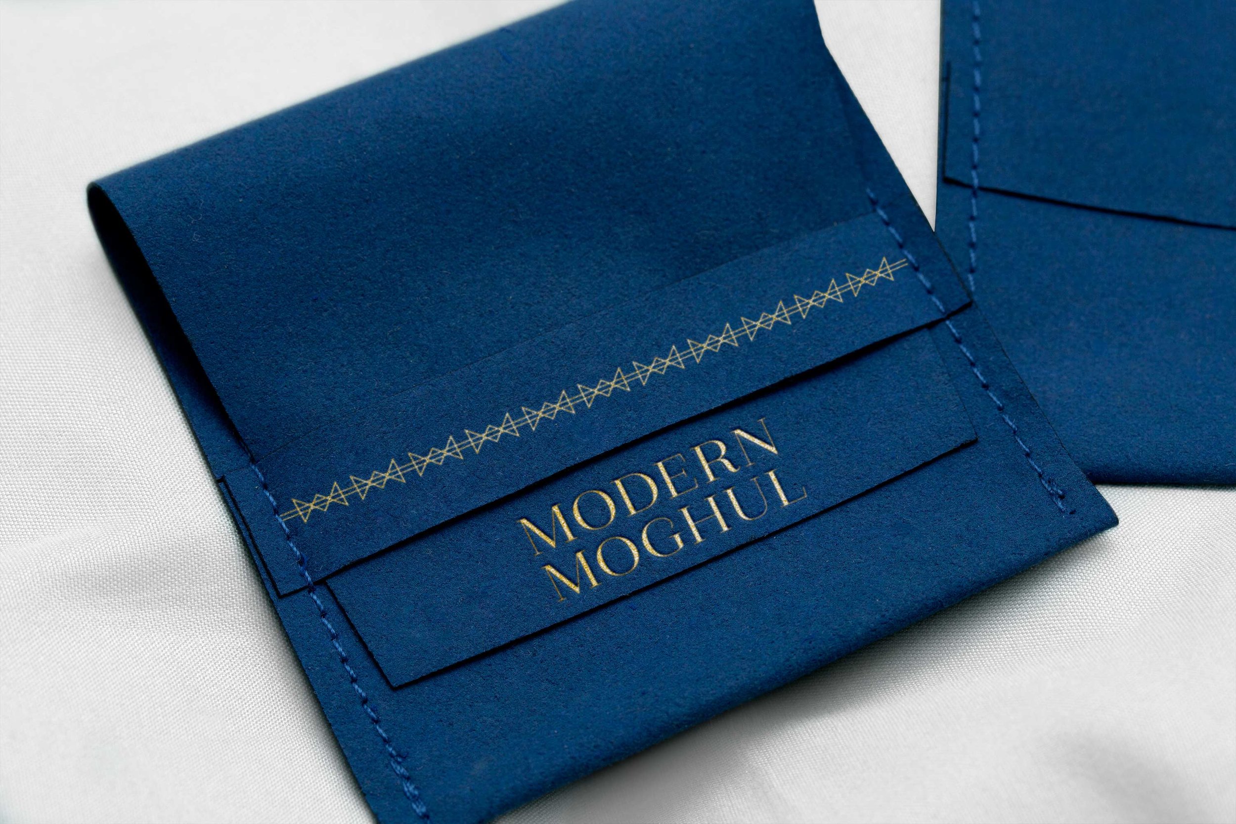 French Fox Design: Modern Moghul Jewelry Pouch with Metallic Gold Details