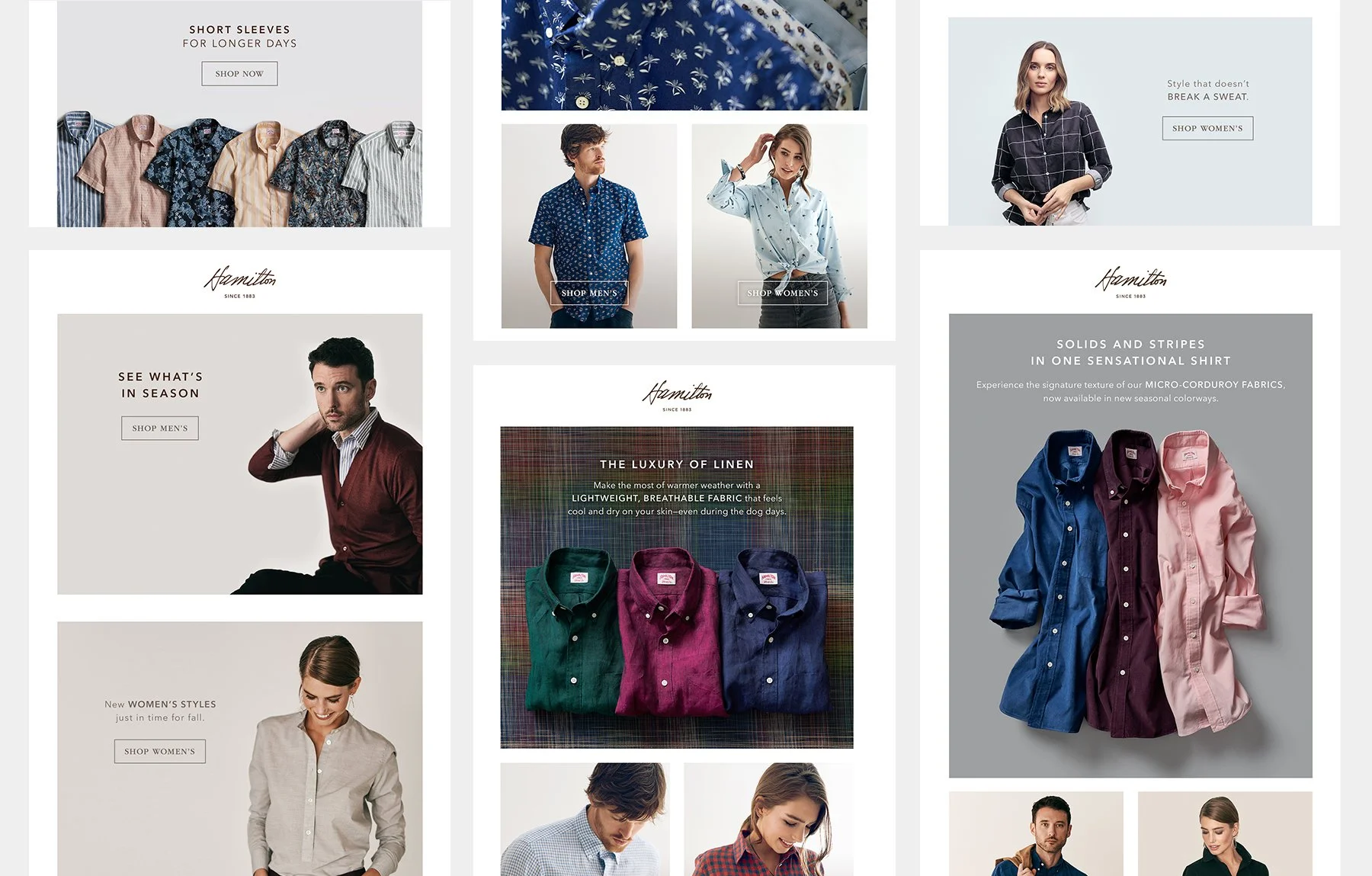 French Fox Design: Various Hamilton Shirts Digital Email Campaigns
