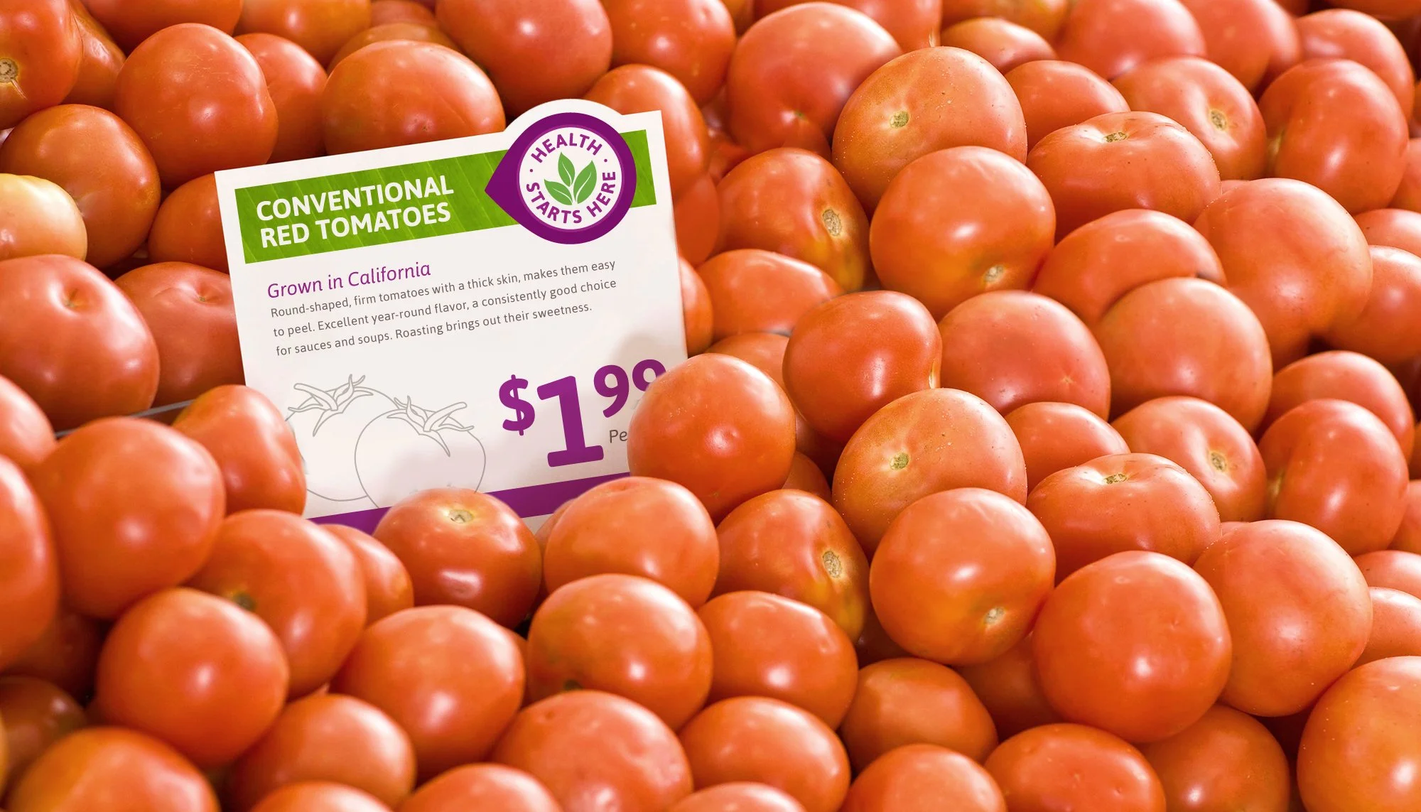 French Fox Design: Whole Foods Market, Health Starts Here Campaign Fruit Shelf Talker on Tomatoes