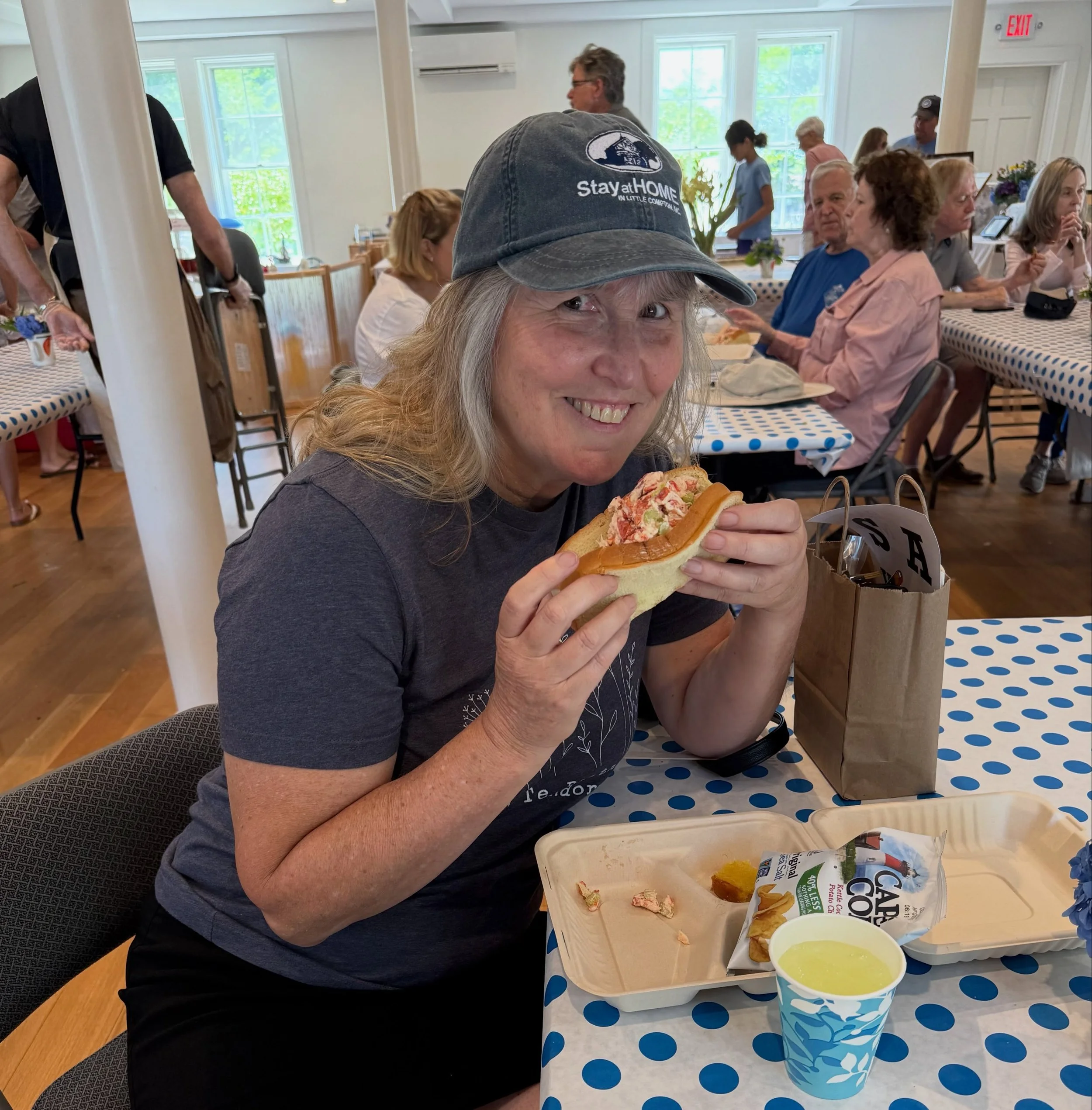 A few pics from the past few days in Little Compton. 
Postcard writing for Senate campaigns in New Hampshire and North Carolina&hellip;
And I can&rsquo;t pass up a delicious lobster roll at the church fair. 
So nice to be back around town with you al