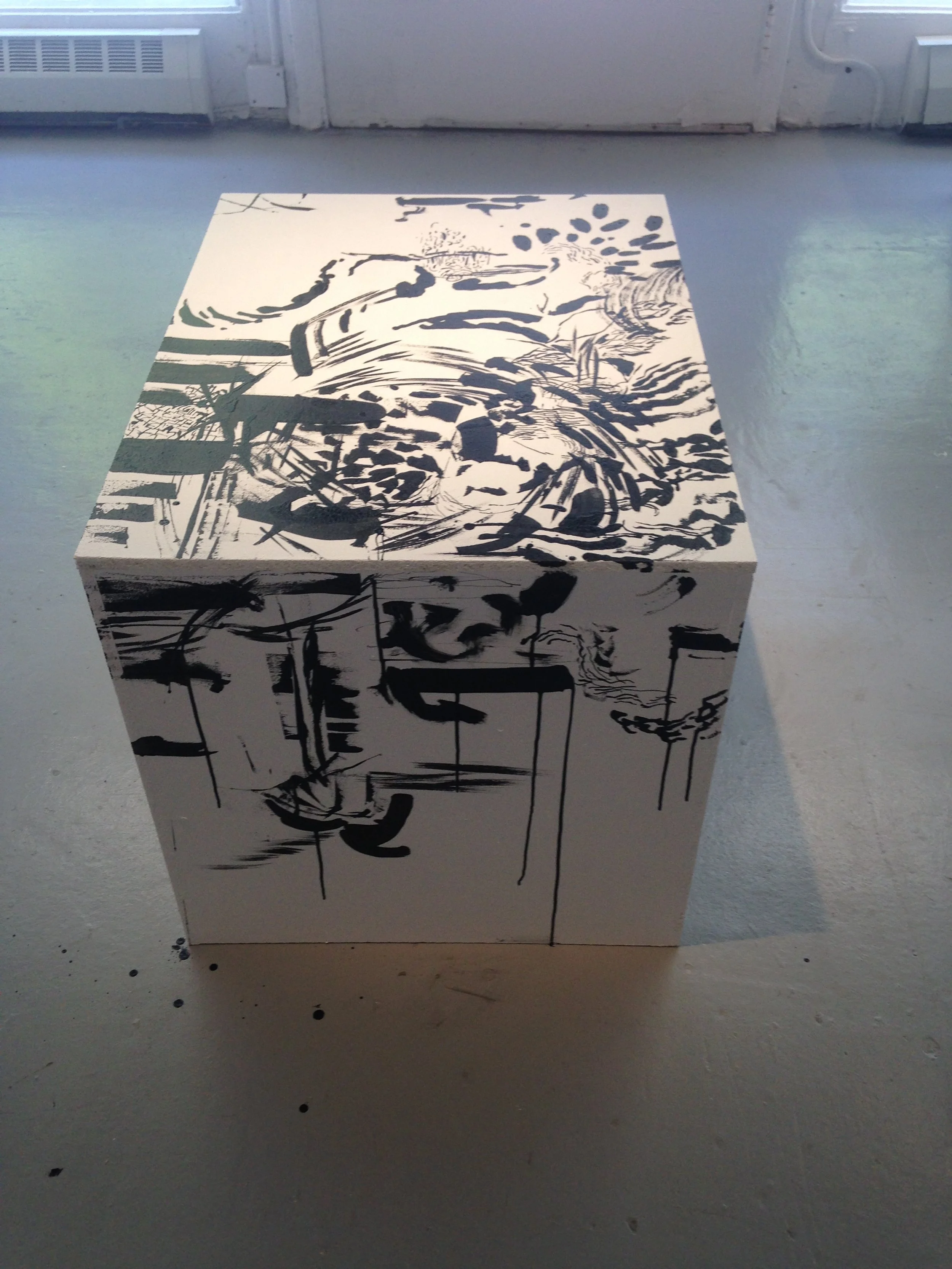 "No Title", wod, Gesso, India Ink 4' X  3'