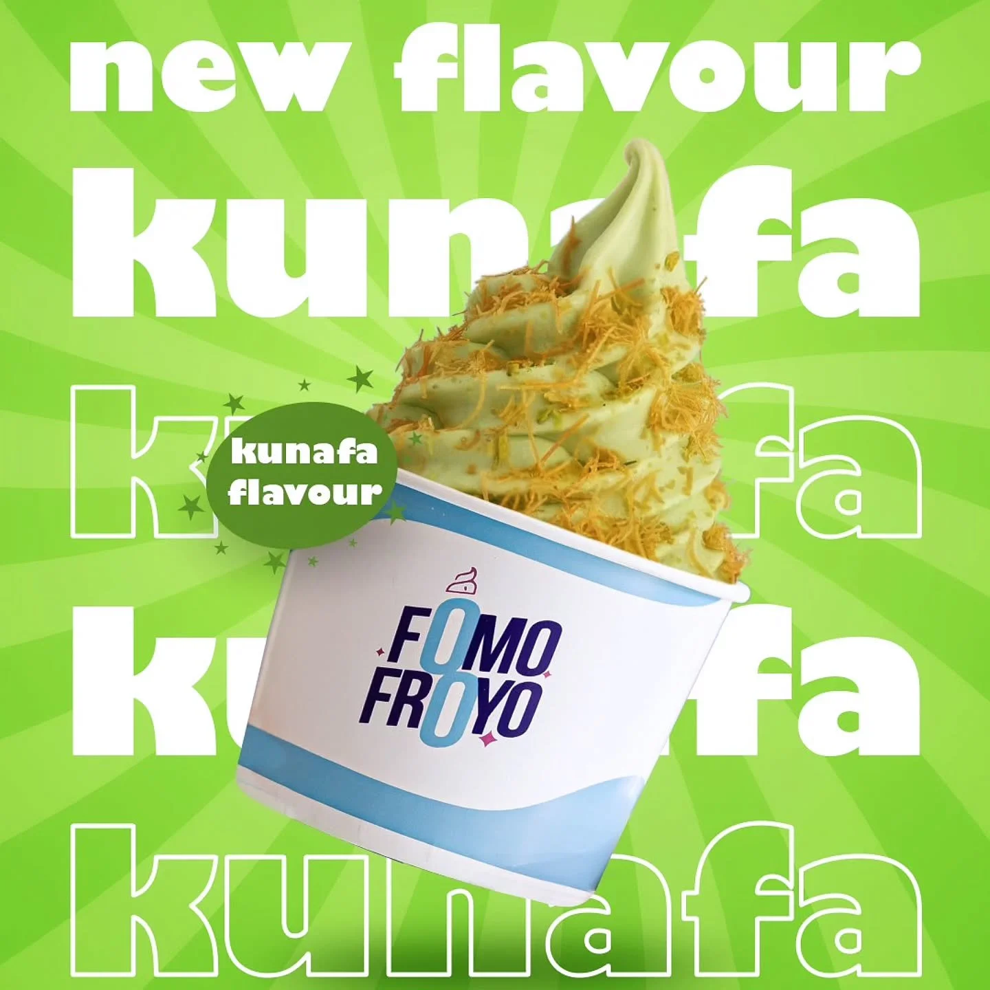 The dessert collab you didn&rsquo;t know you needed. Kunafa x Froyo 🤝💚

Introducing our newest Kunafa flavor!! Come in store or order on FoodPanda to try out