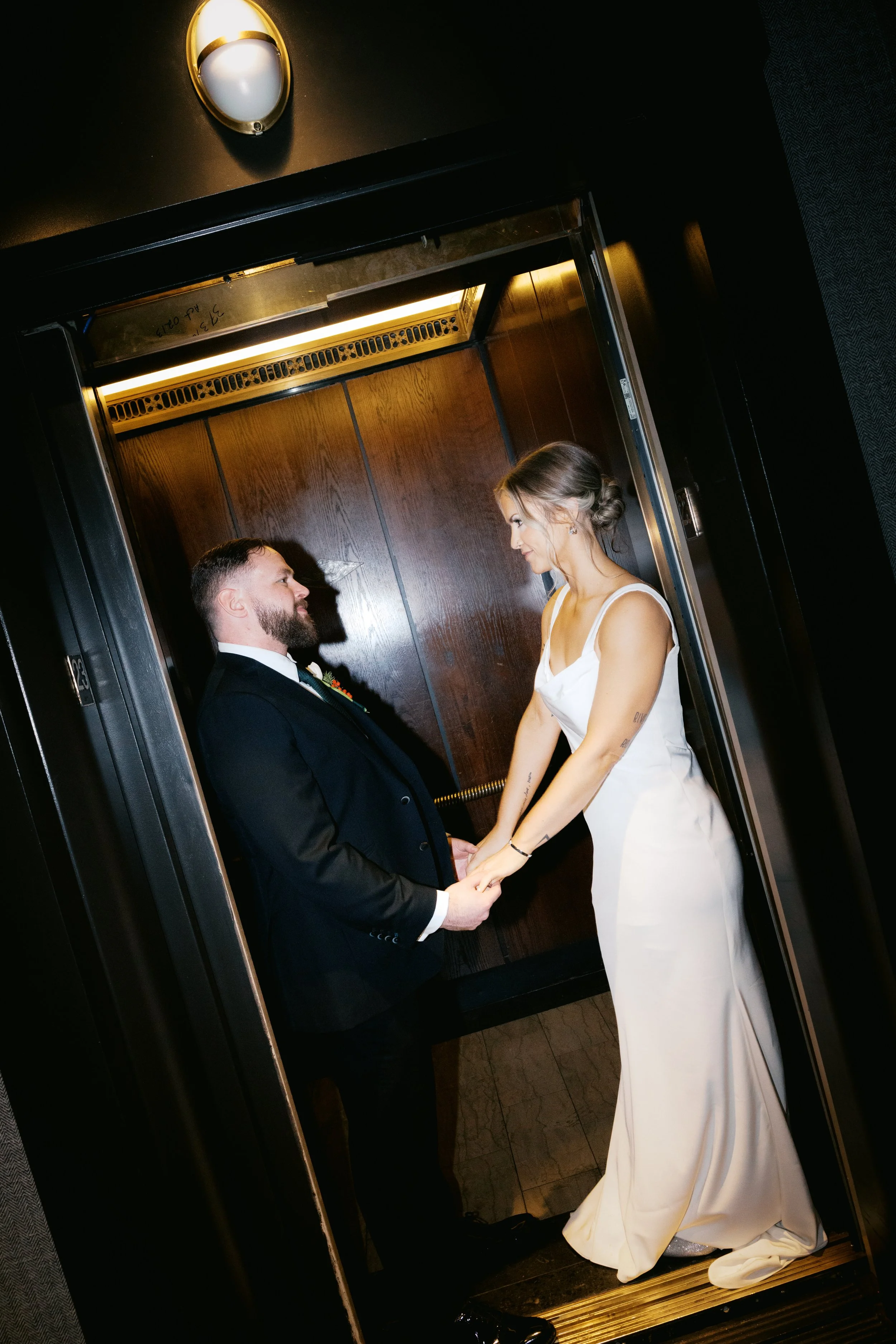 Wedding portraits inside boutique hotel in downtown Fort Worth