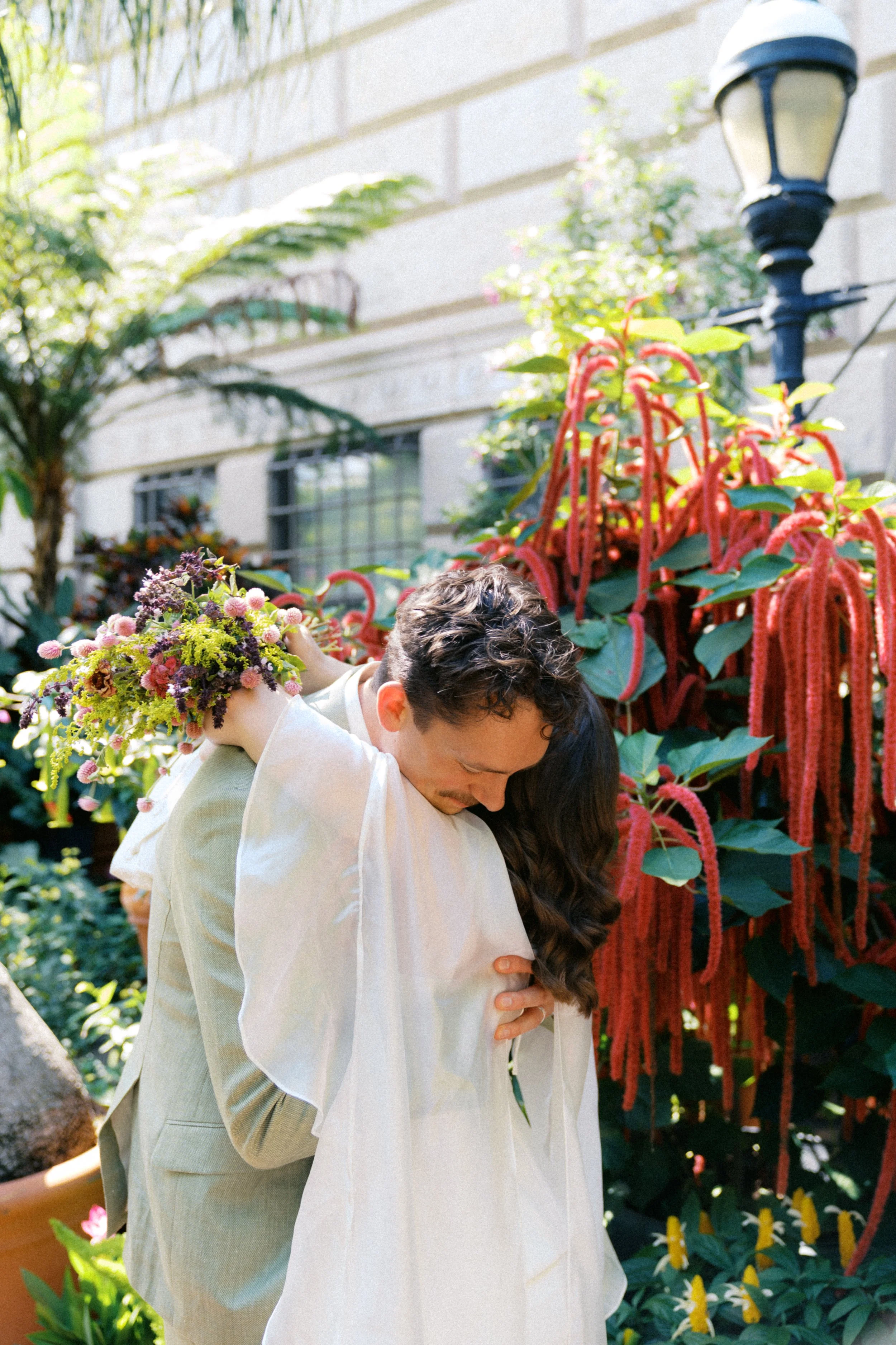 garden wedding portrait at Smithsonian Gardens in Washington DC intimate wedding photography
