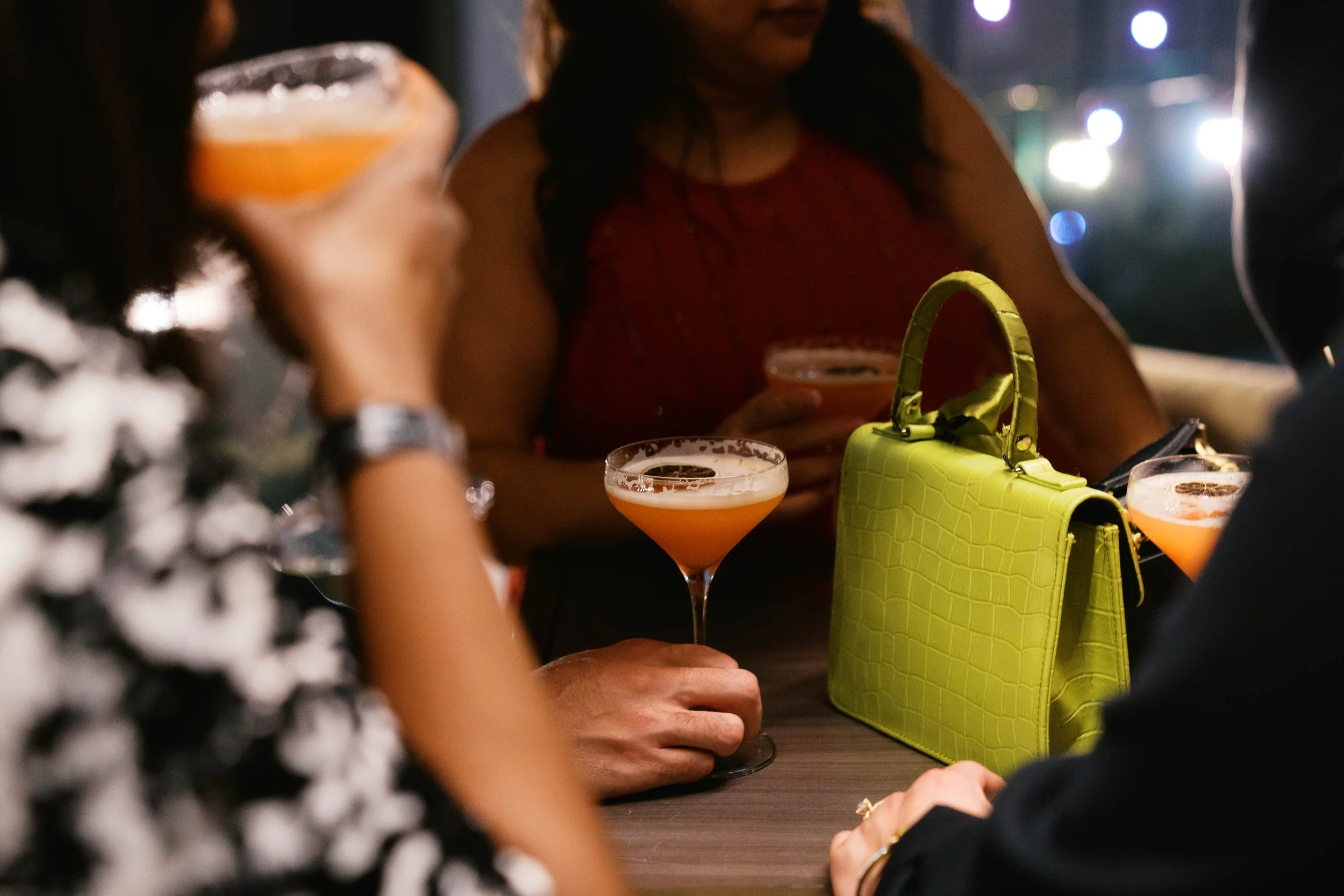 cocktails on the rooftop balcony at night from Catbird Dallas birthday event