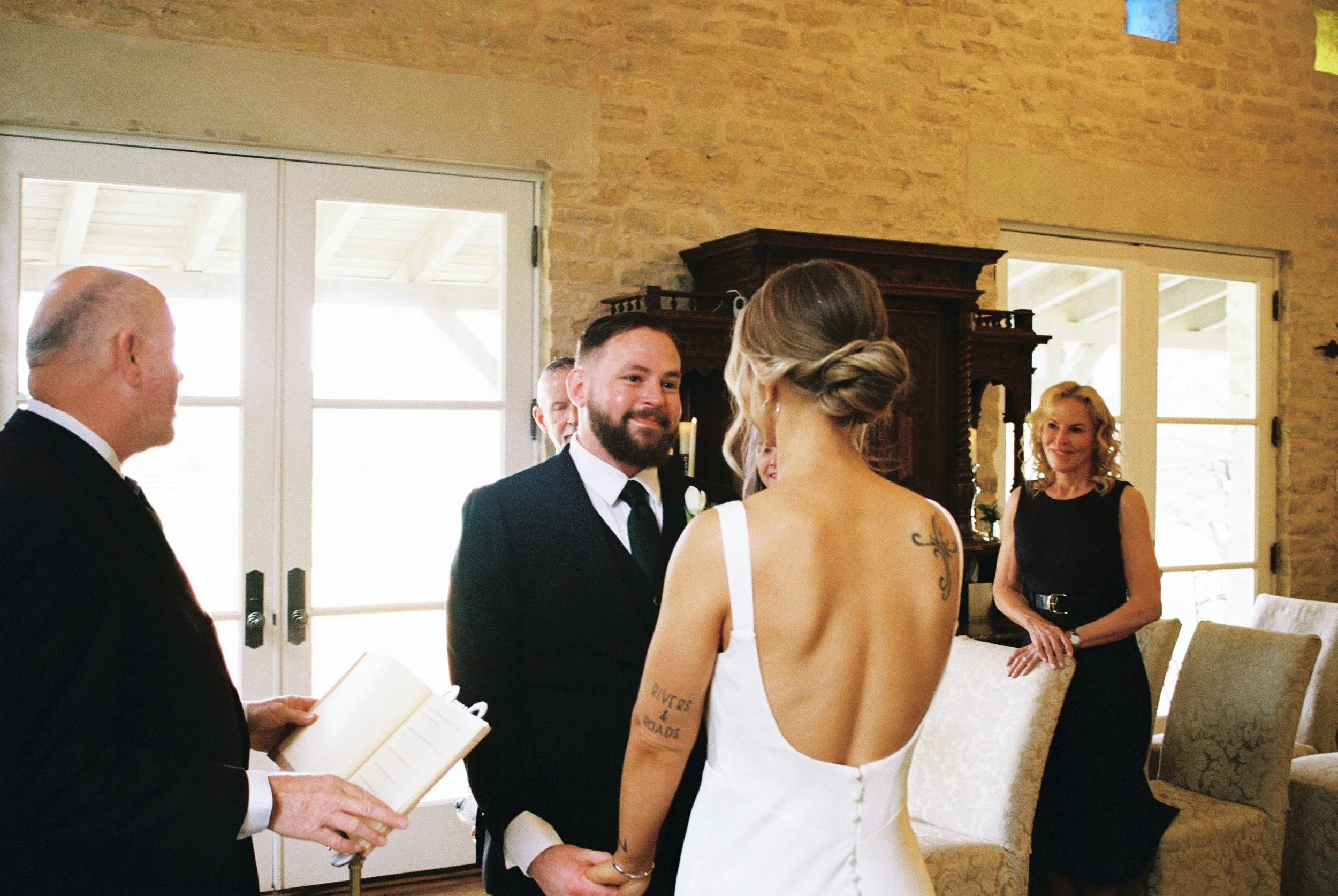 Intimate wedding ceremony on film at Heirloom Hideaway Fort Worth