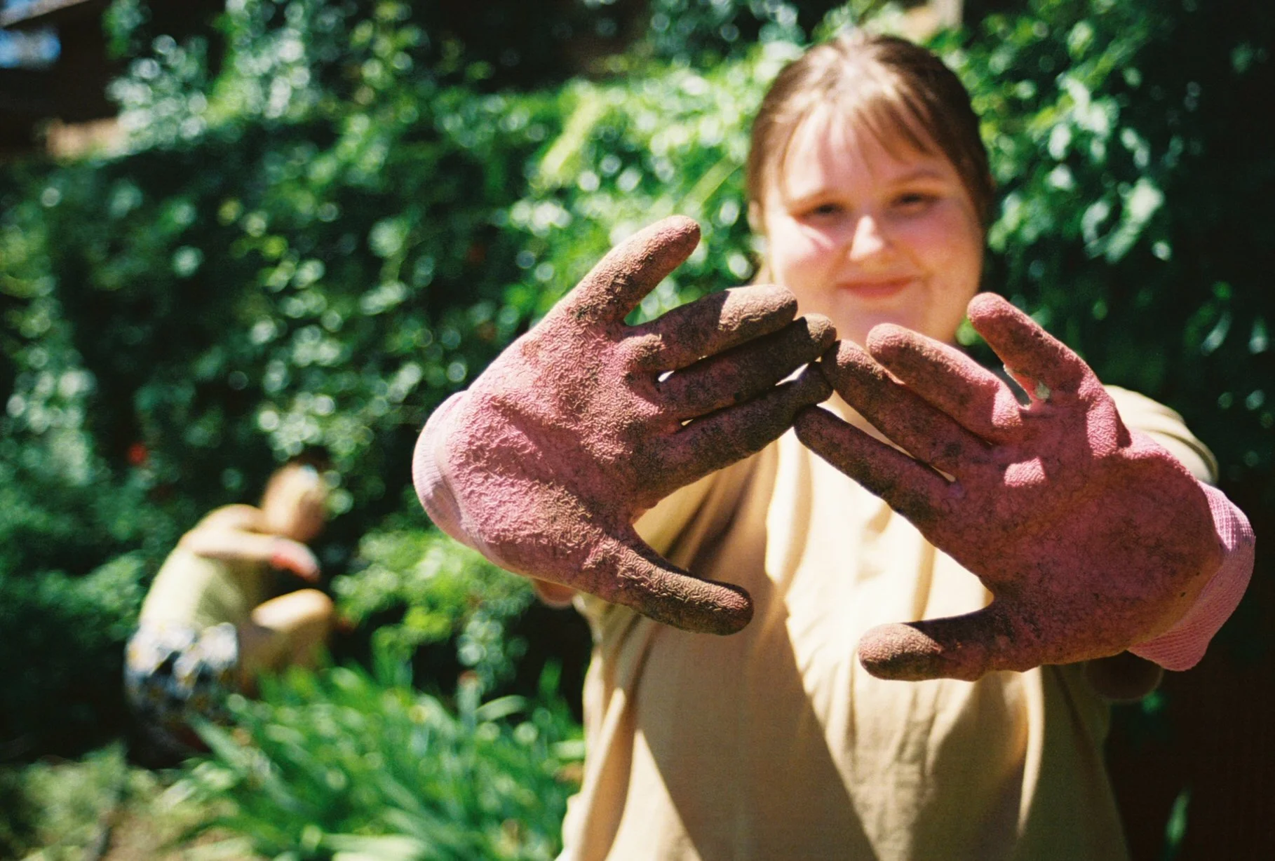 35mm film photo of Texas photographer Alyse Stiles outdoors, shot on film