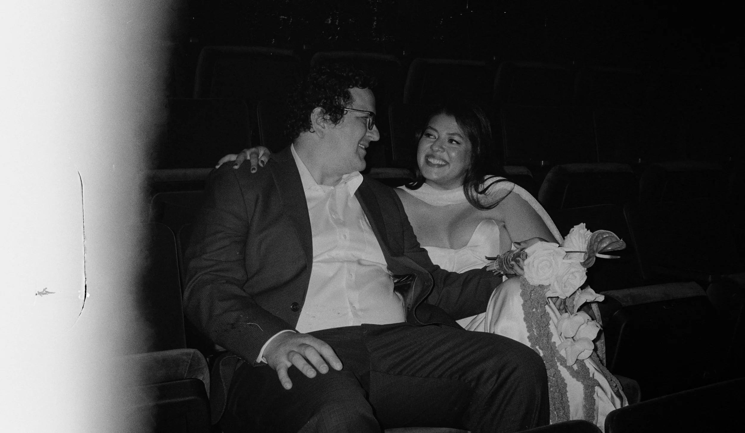 Elopement portraits on film at Texas Theatre Dallas