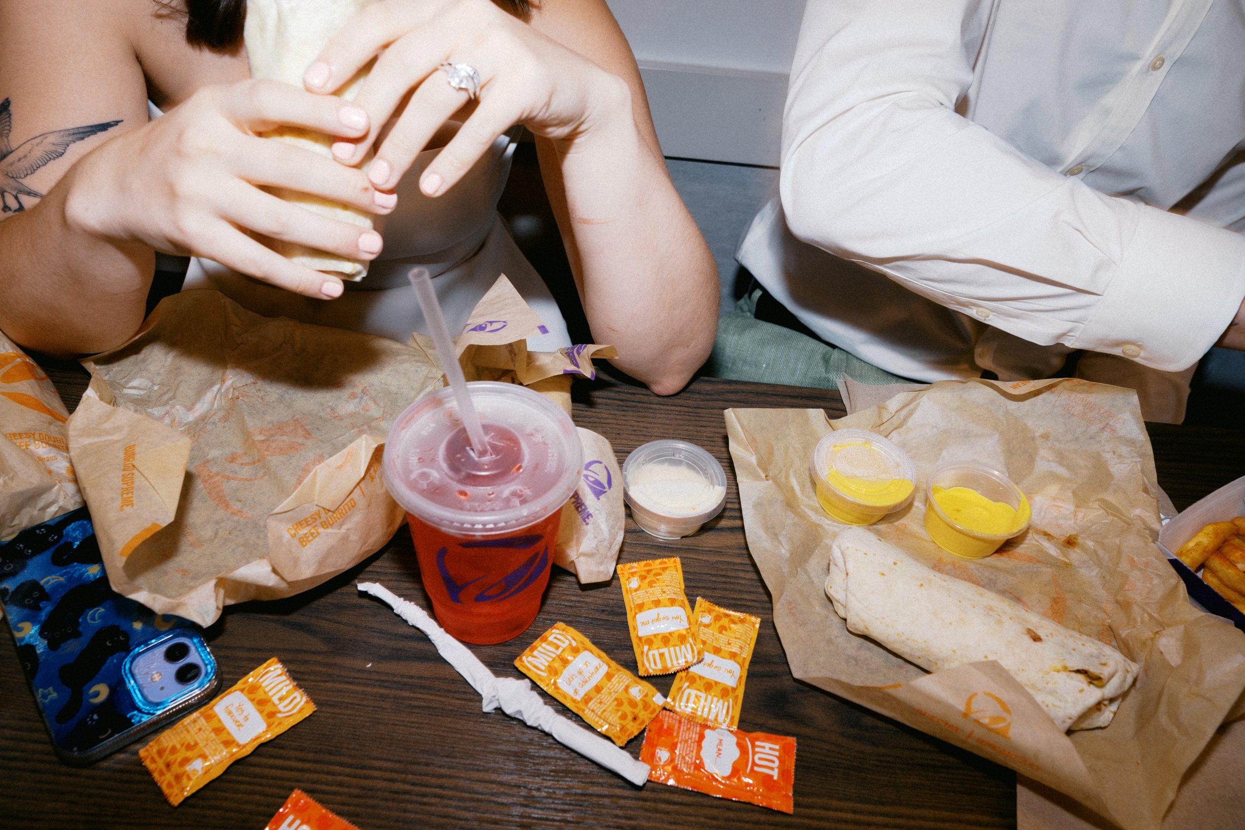 taco bell meal celebrating washington dc rooftop elopement