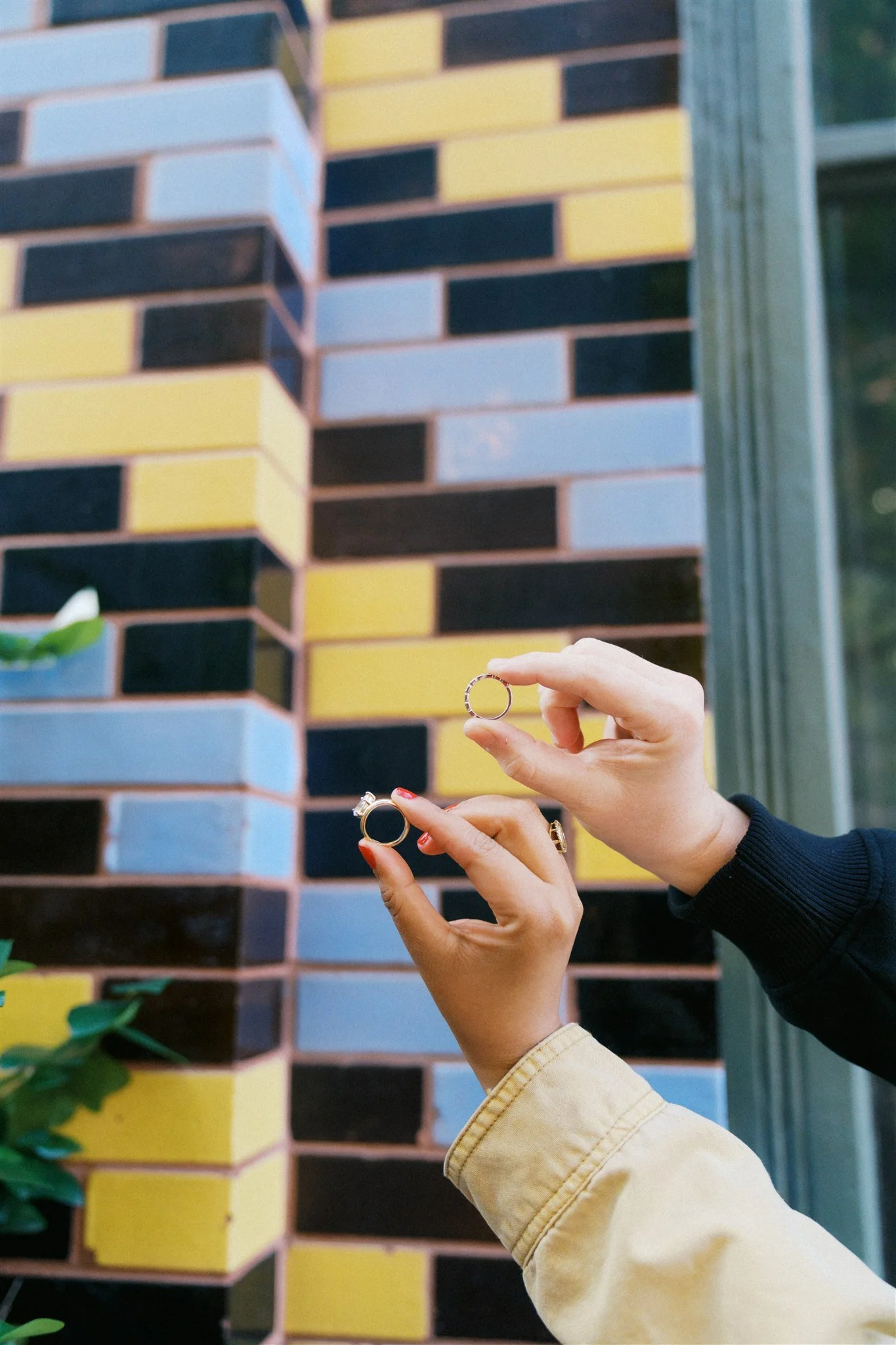 close up wedding ring photo in Sundance Square Fort Worth Texas during intimate elopement