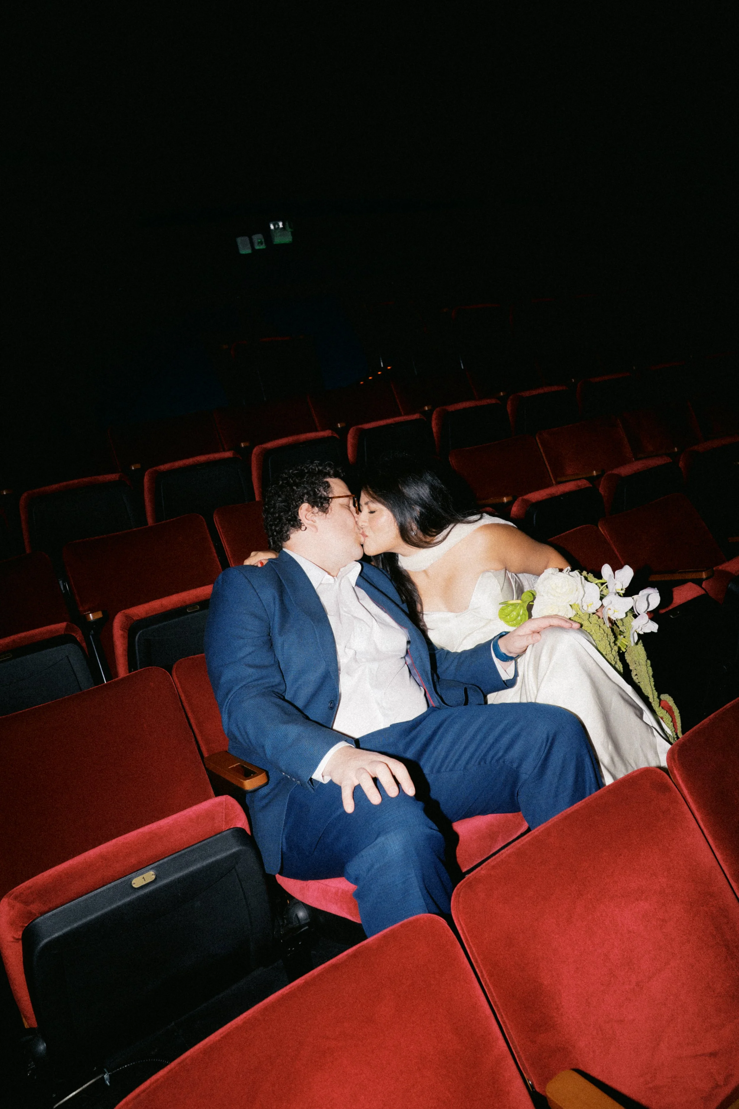 Creative wedding photos on film at Texas Theatre Dallas