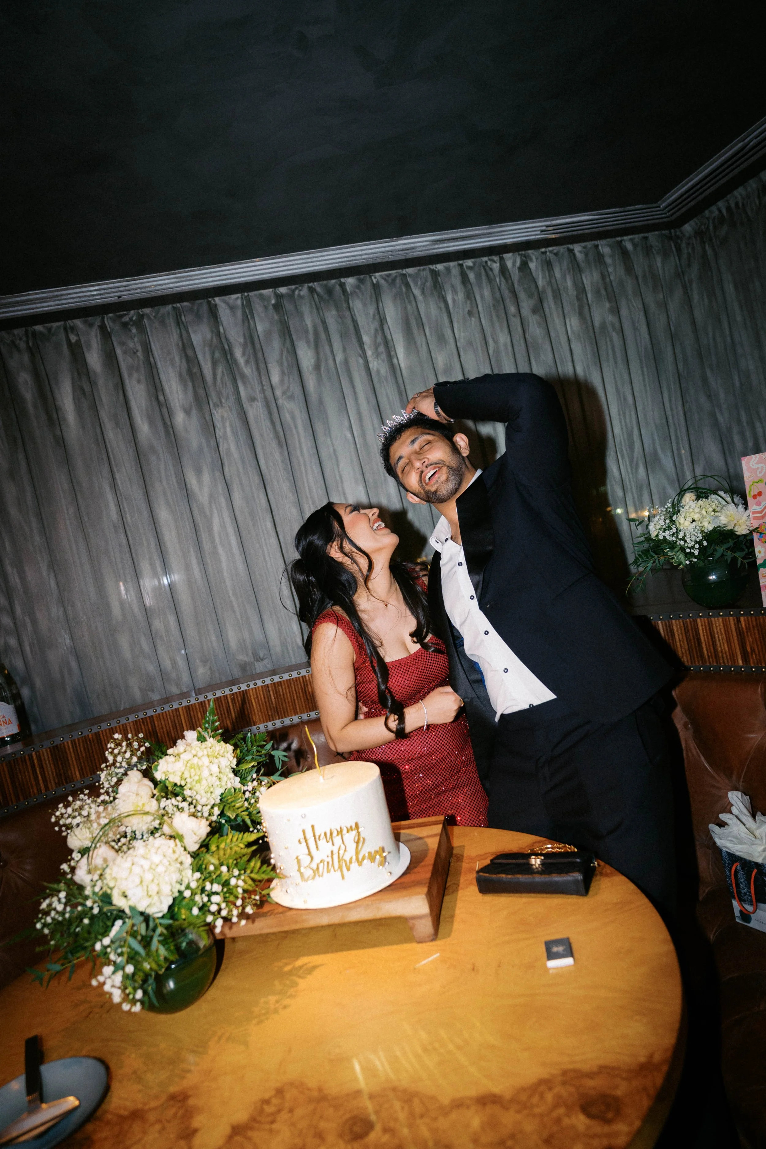 33rd birthday cake and couple at Catbird in Dallas Texas