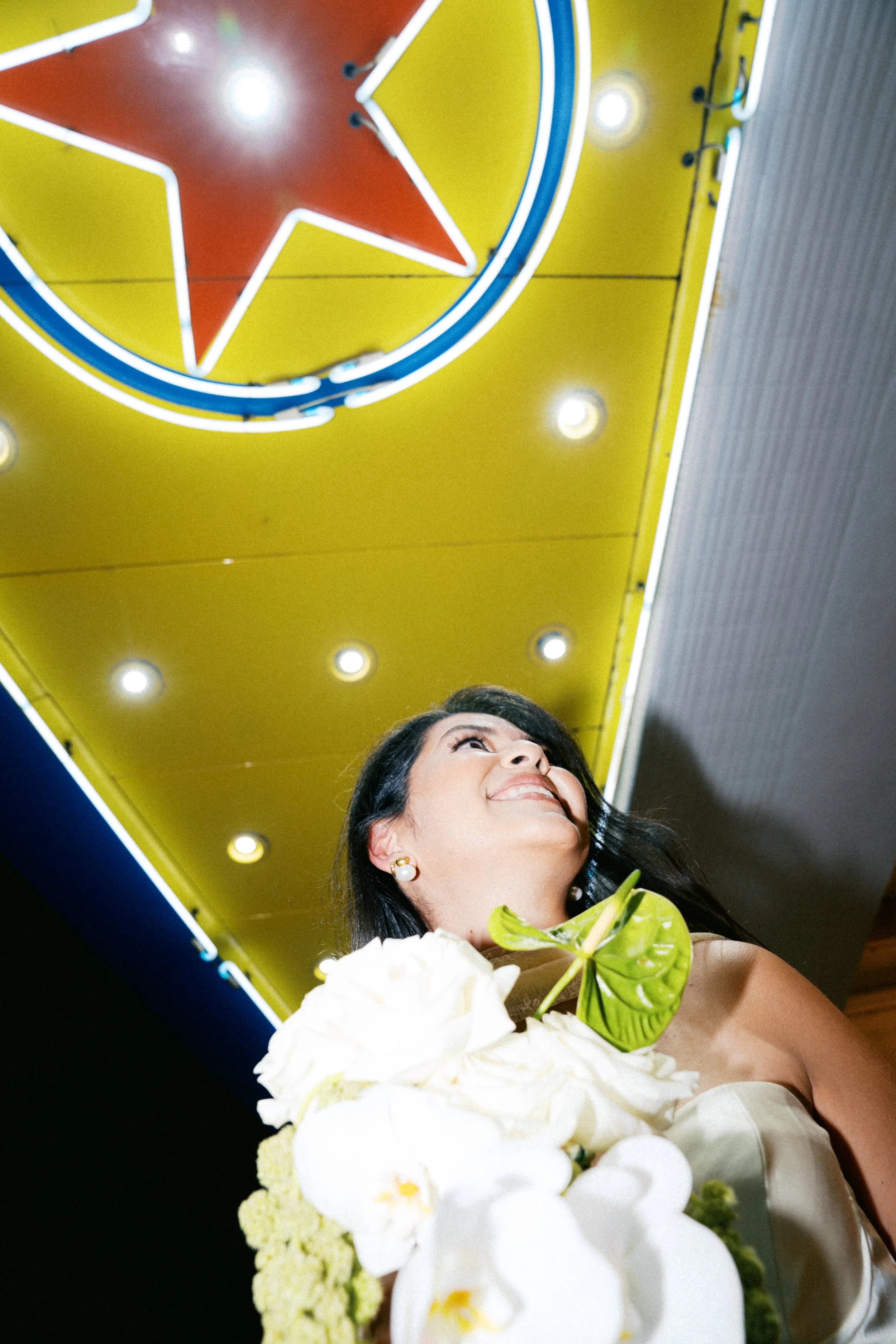 Creative wedding photos on film at Texas Theatre Dallas