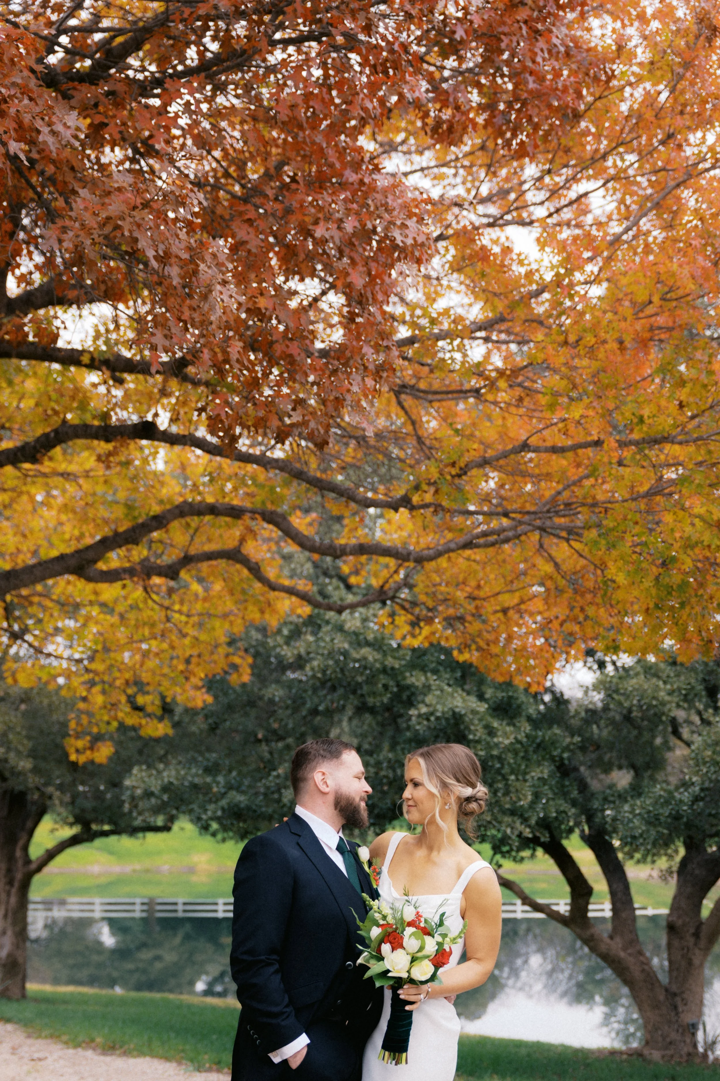 Fall elopement portraits outside at Heirloom Hideaway Fort Worth