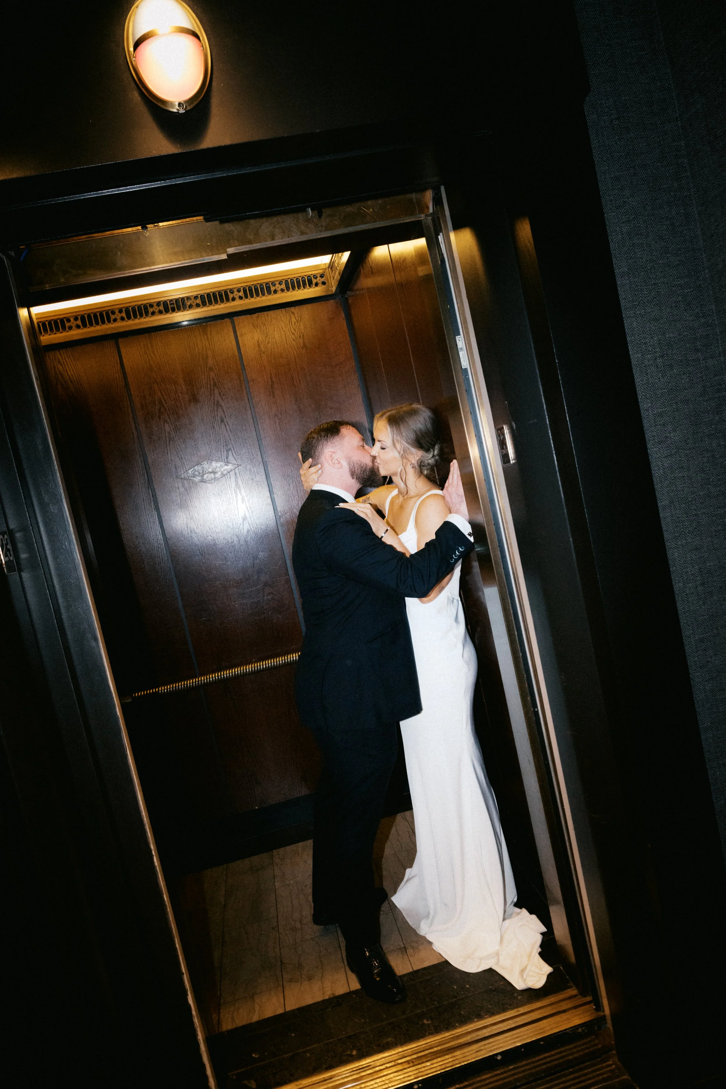 Wedding portraits inside boutique hotel in downtown Fort Worth
