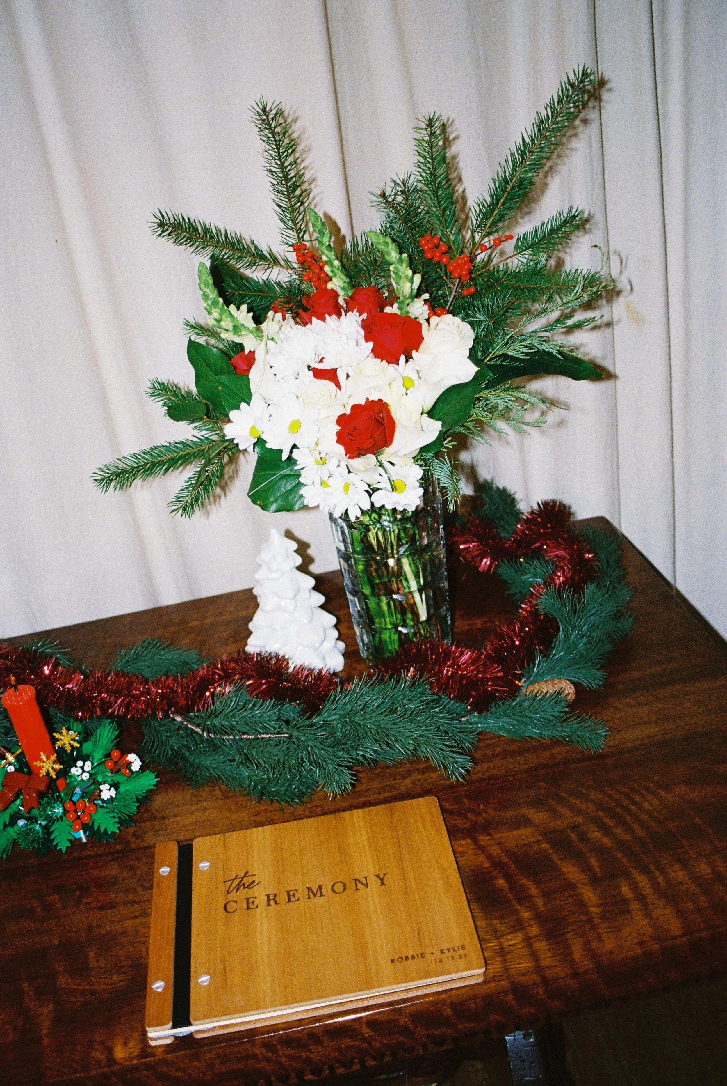 Wedding reception details and table design on film at Heirloom Hideaway Fort Worth