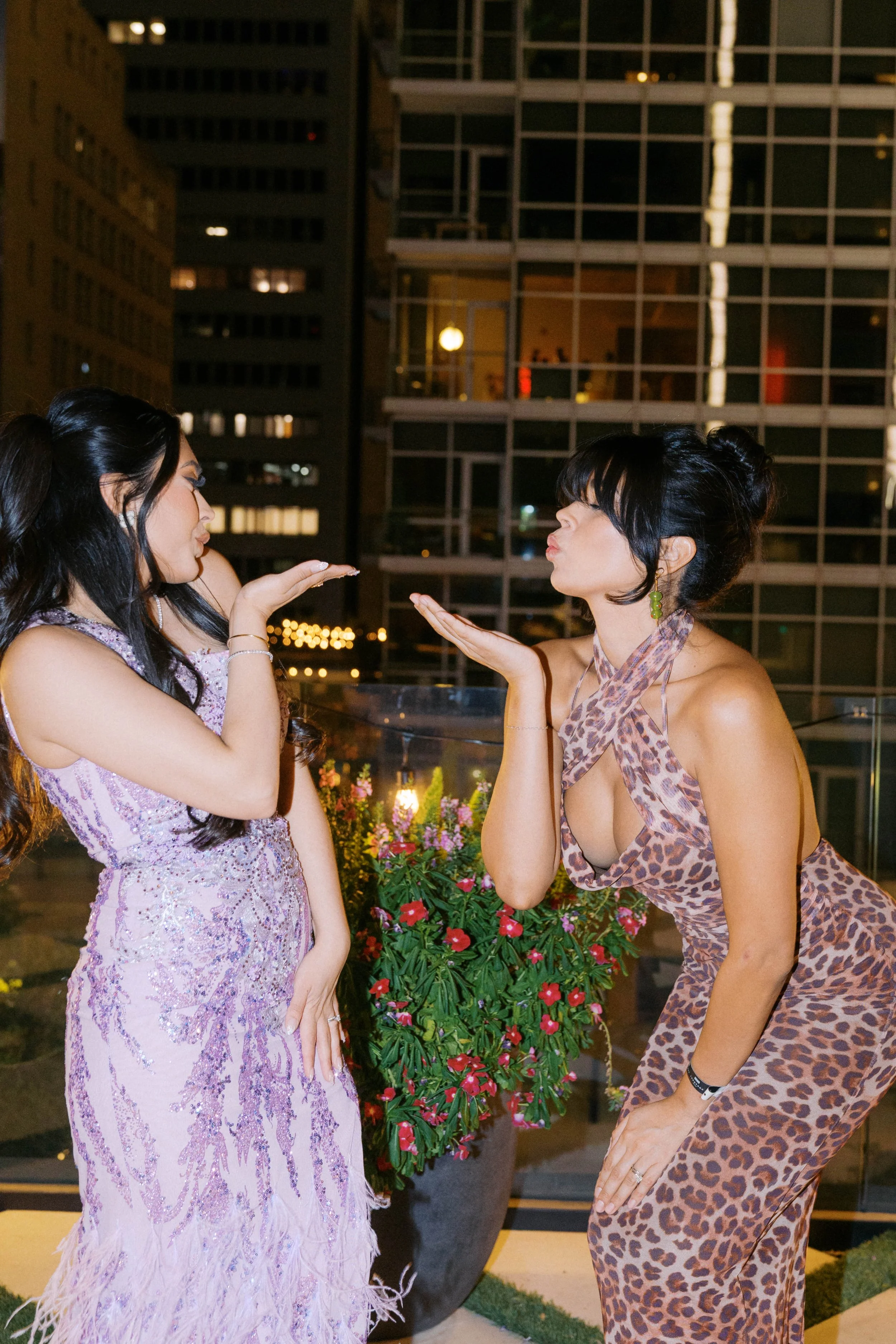 guests posing on rooftop terrace at Catbird Dallas birthday party