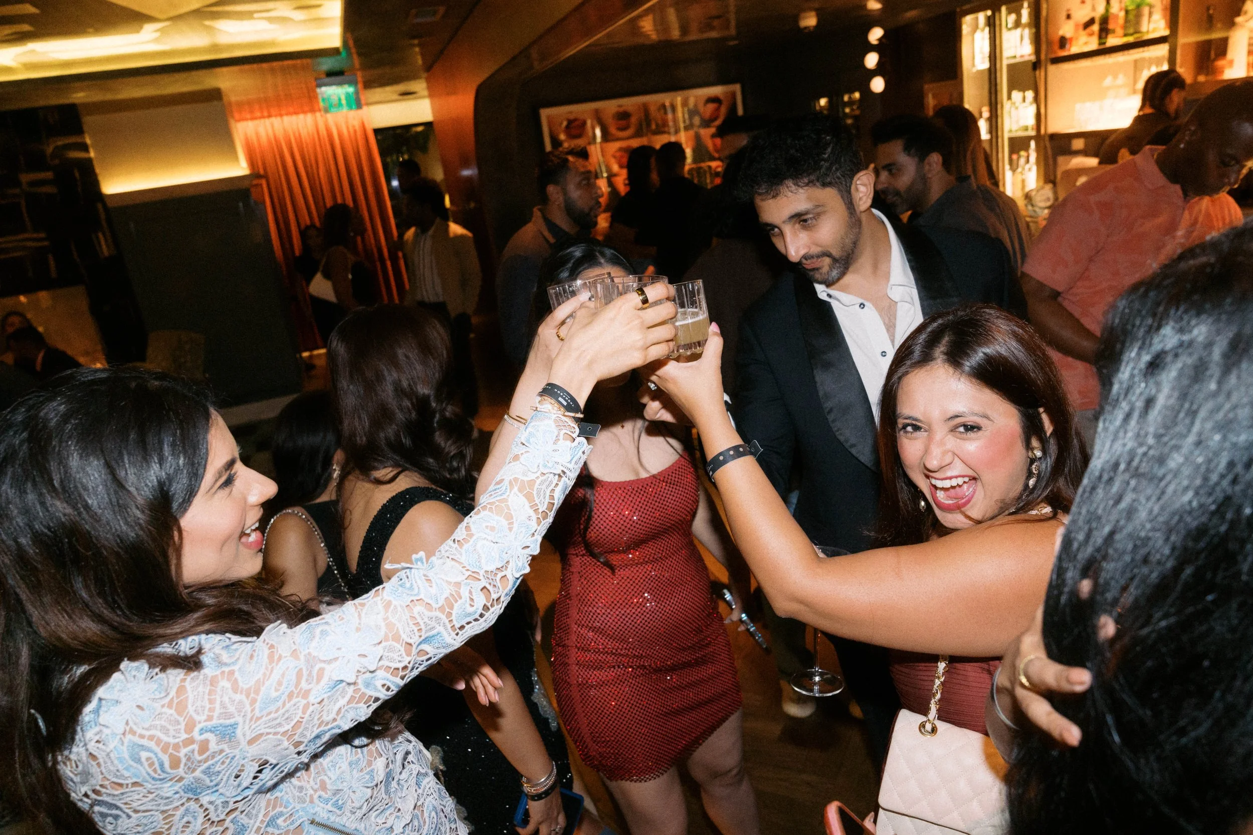 group dancing inside Catbird Dallas birthday celebration