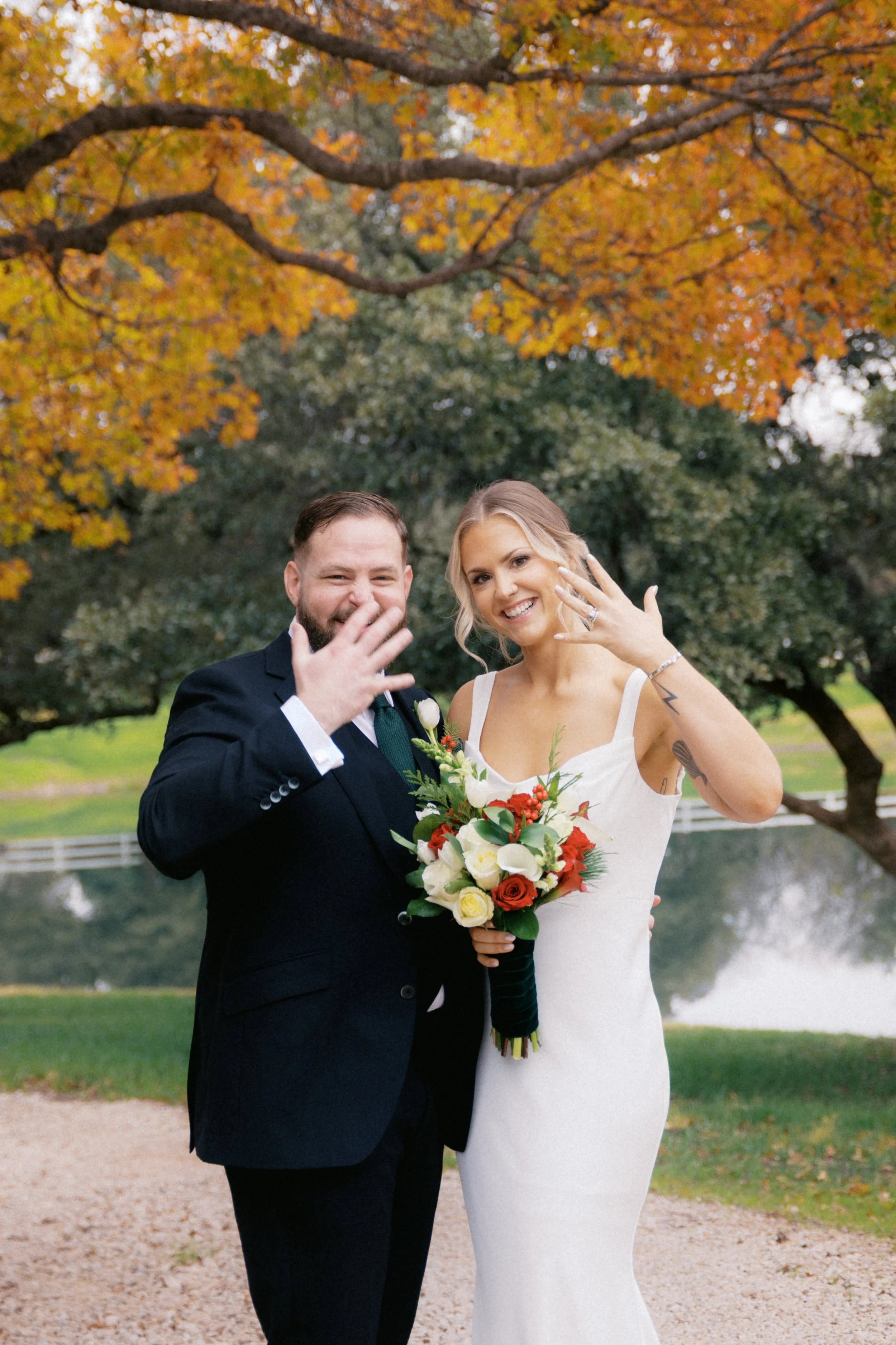 Fall elopement portraits outside at Heirloom Hideaway Fort Worth